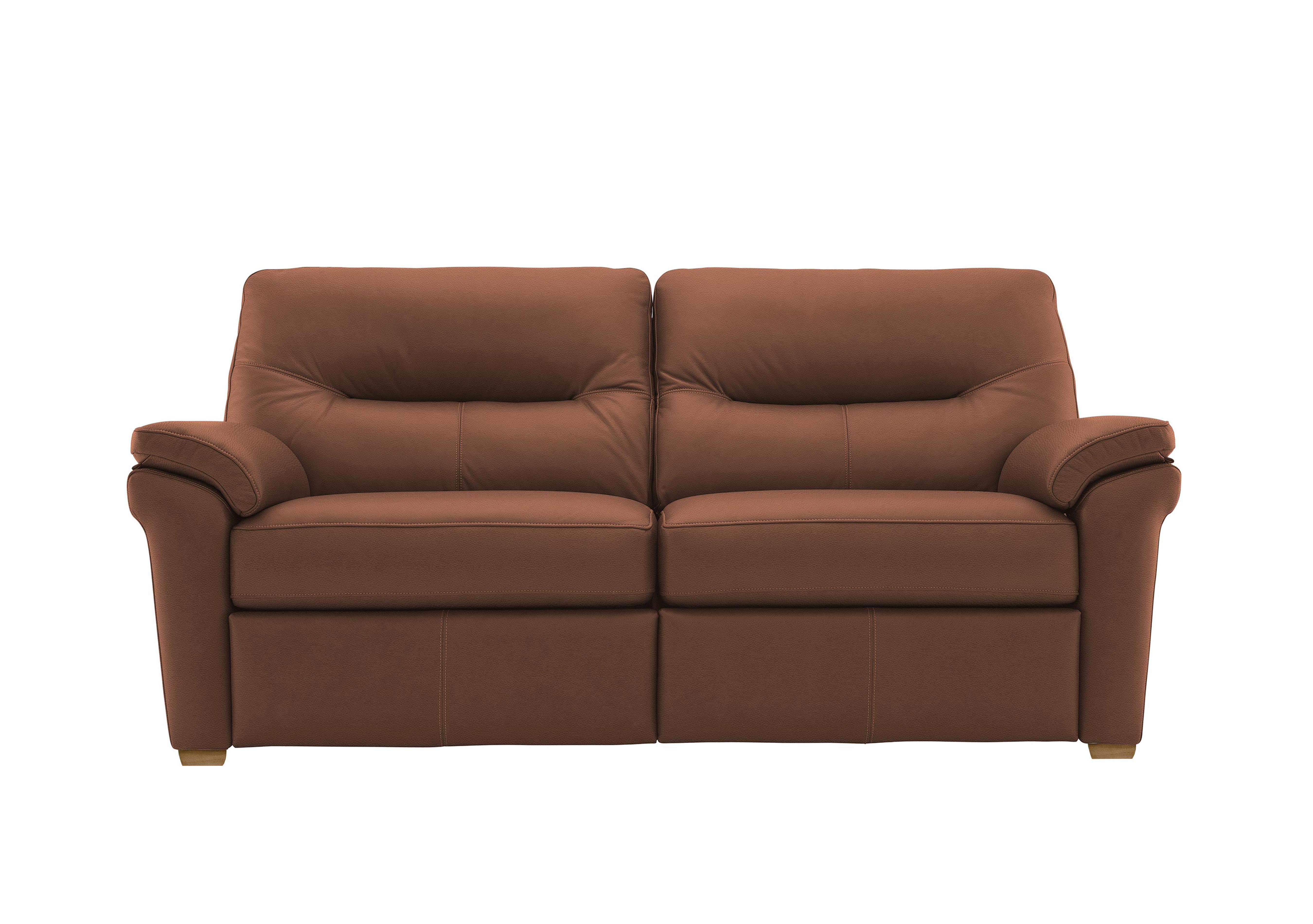 Seattle 3 Seater Leather Sofa with Wooden Feet in L848 Cambridge Conker Ok on Furniture Village