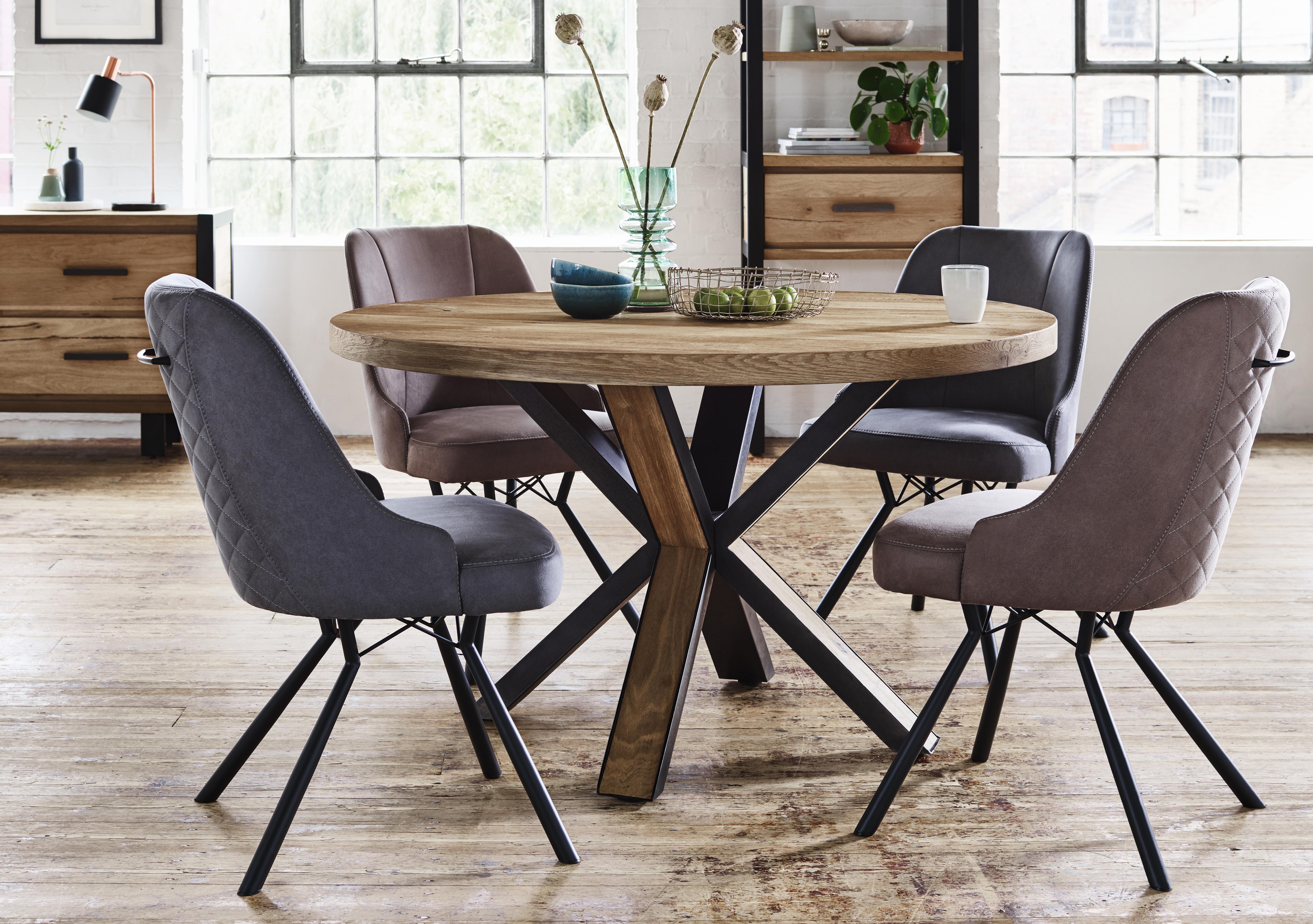 Detroit Starburst Leg Round Dining Table and 4 Detroit Dining Chairs in  on Furniture Village