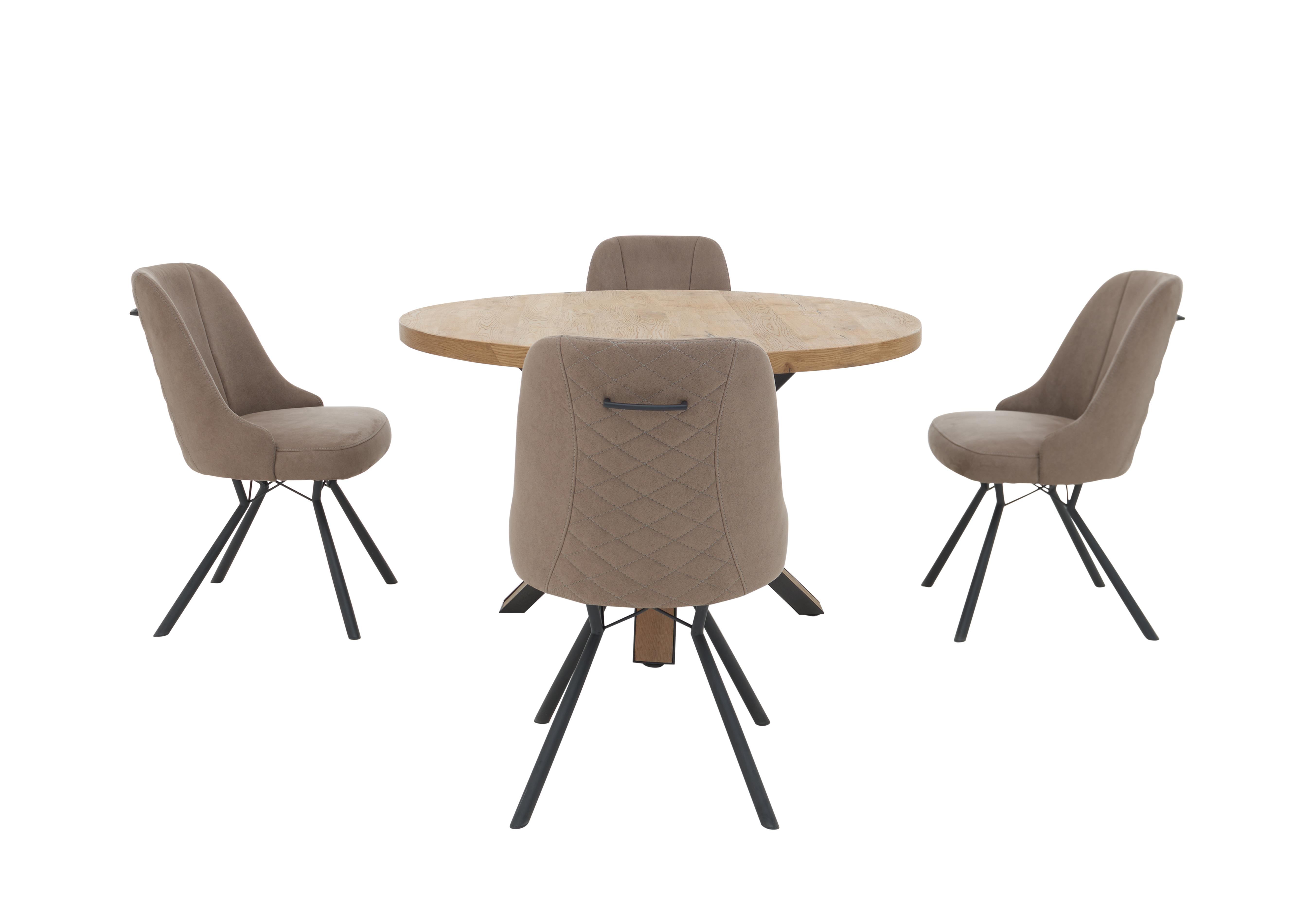 Detroit Starburst Leg Round Dining Table and 4 Detroit Dining Chairs in Taupe on Furniture Village