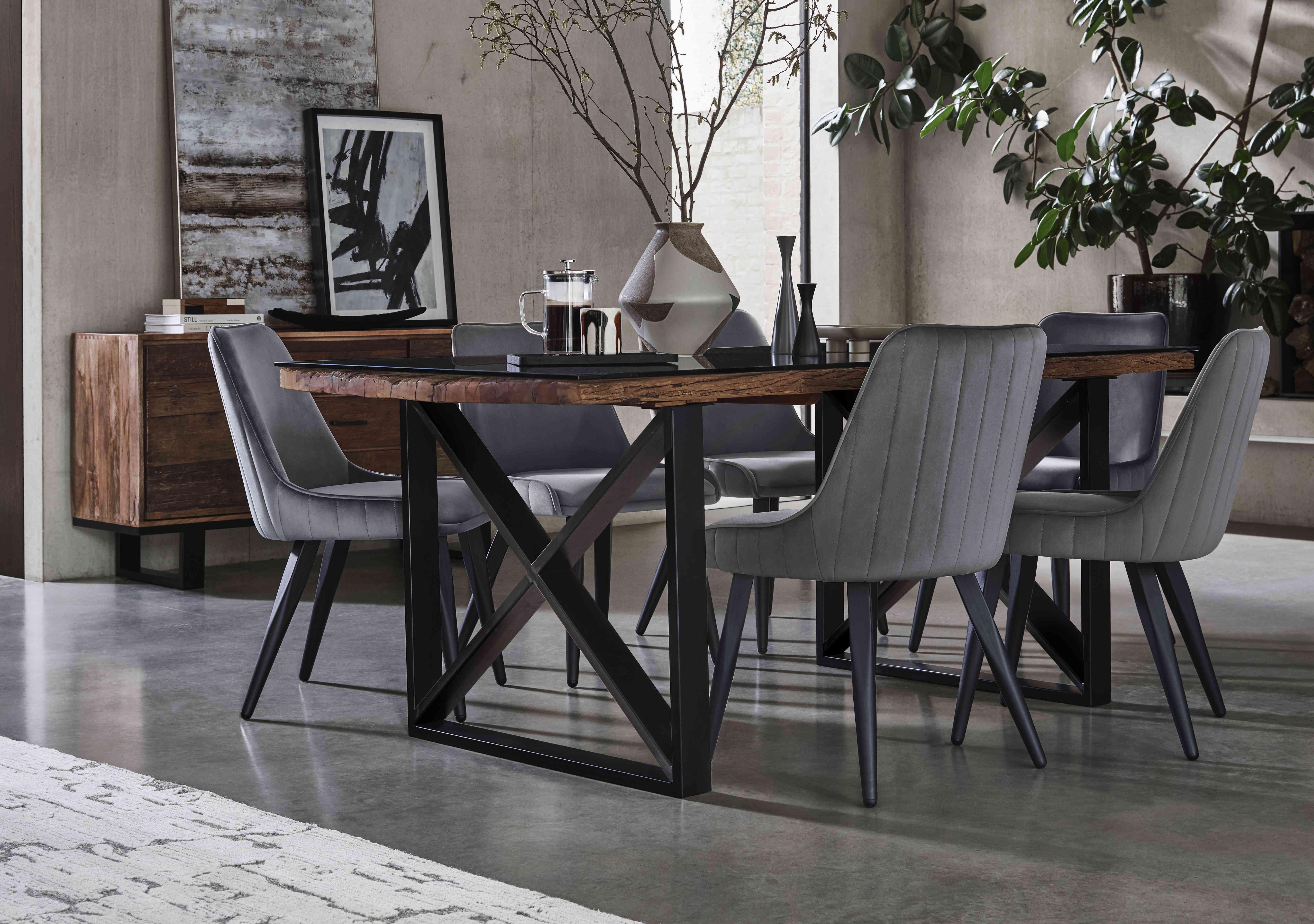 Noir Dining Table with X-Leg Base in  on Furniture Village