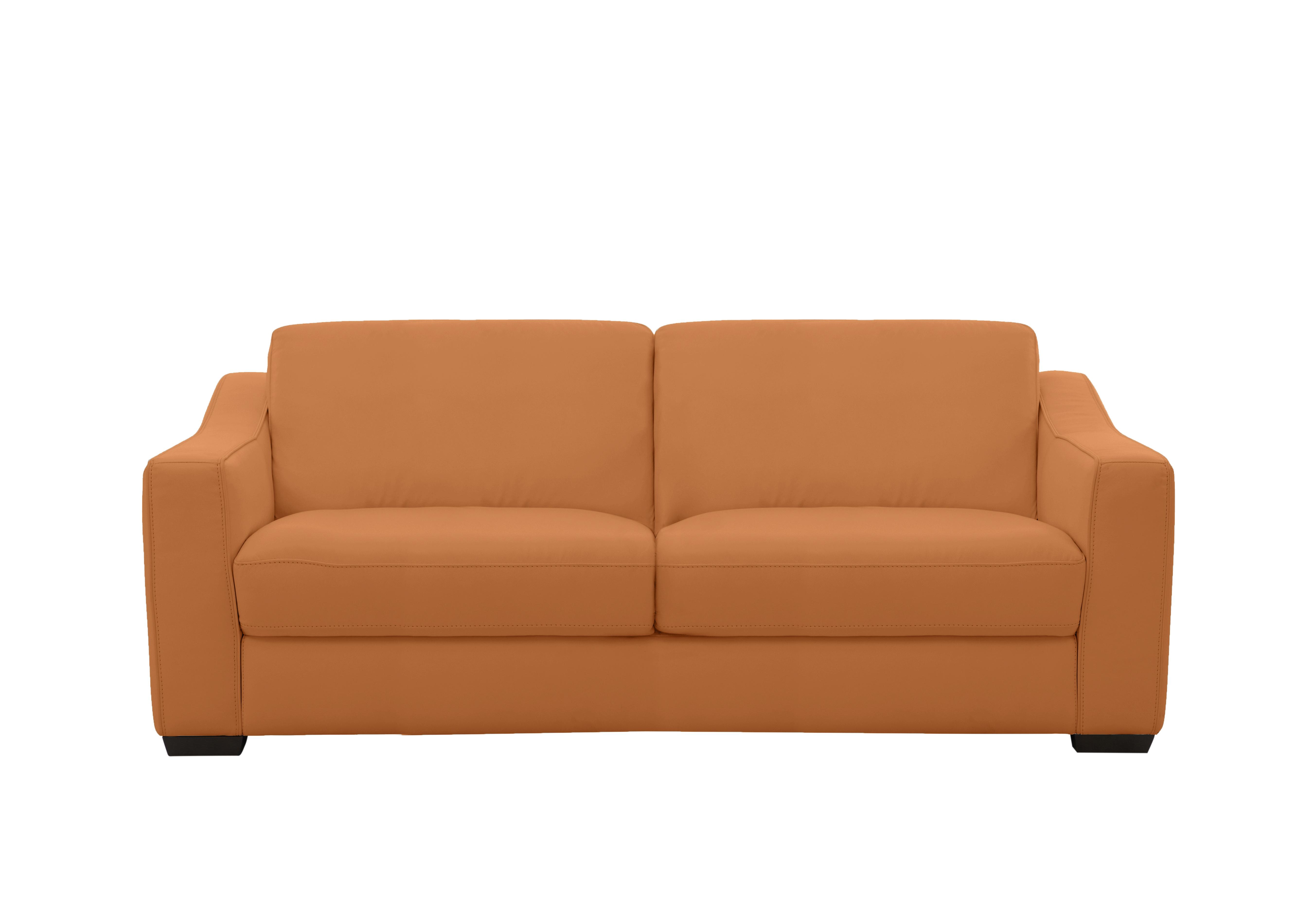 Optimus 3 Seater Leather Sofa in Bv-335e Honey Yellow on Furniture Village