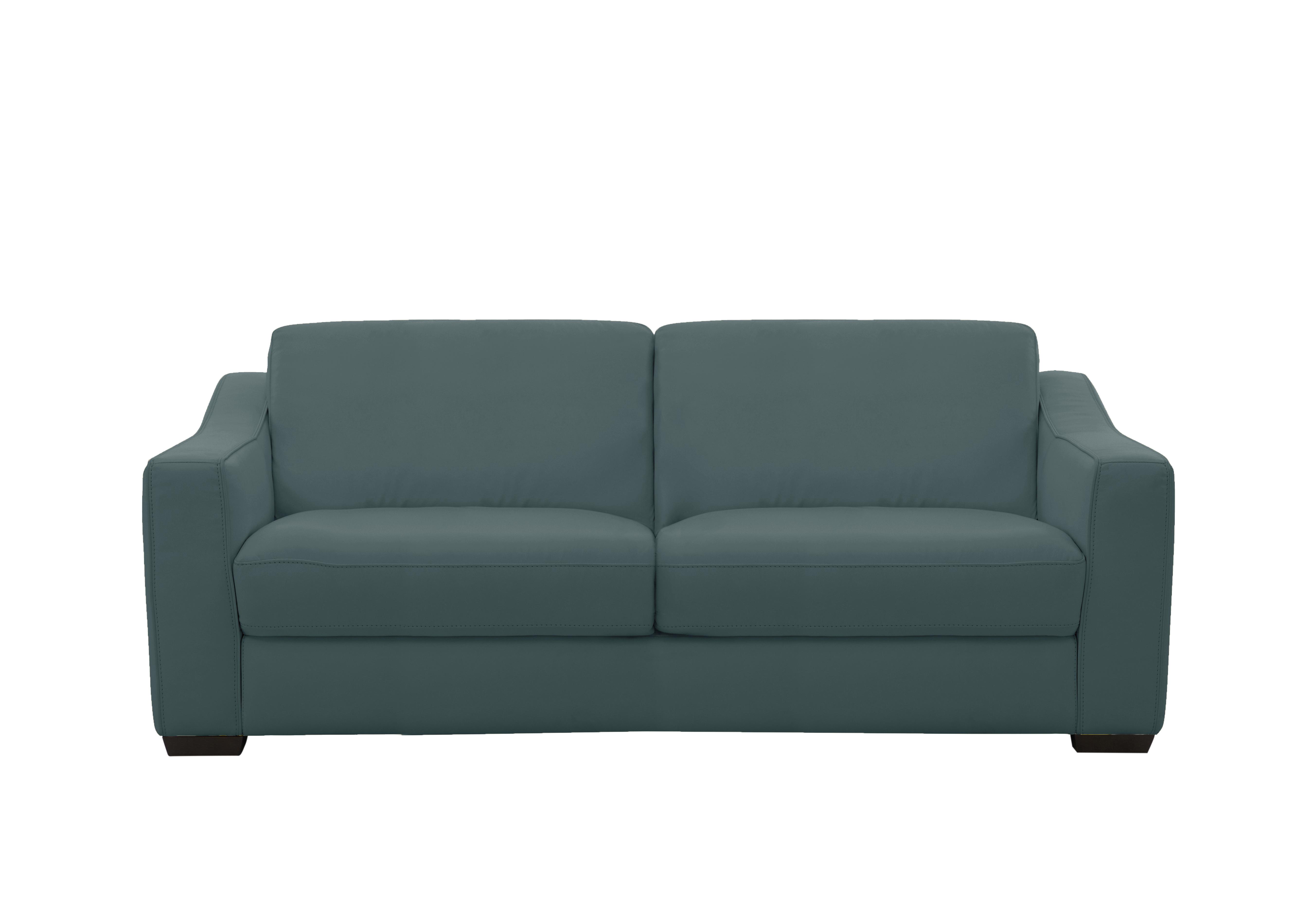 Optimus Space Saving Leather Sofa Bed with Memory Foam Mattress in Bv-301e Lake Green on Furniture Village