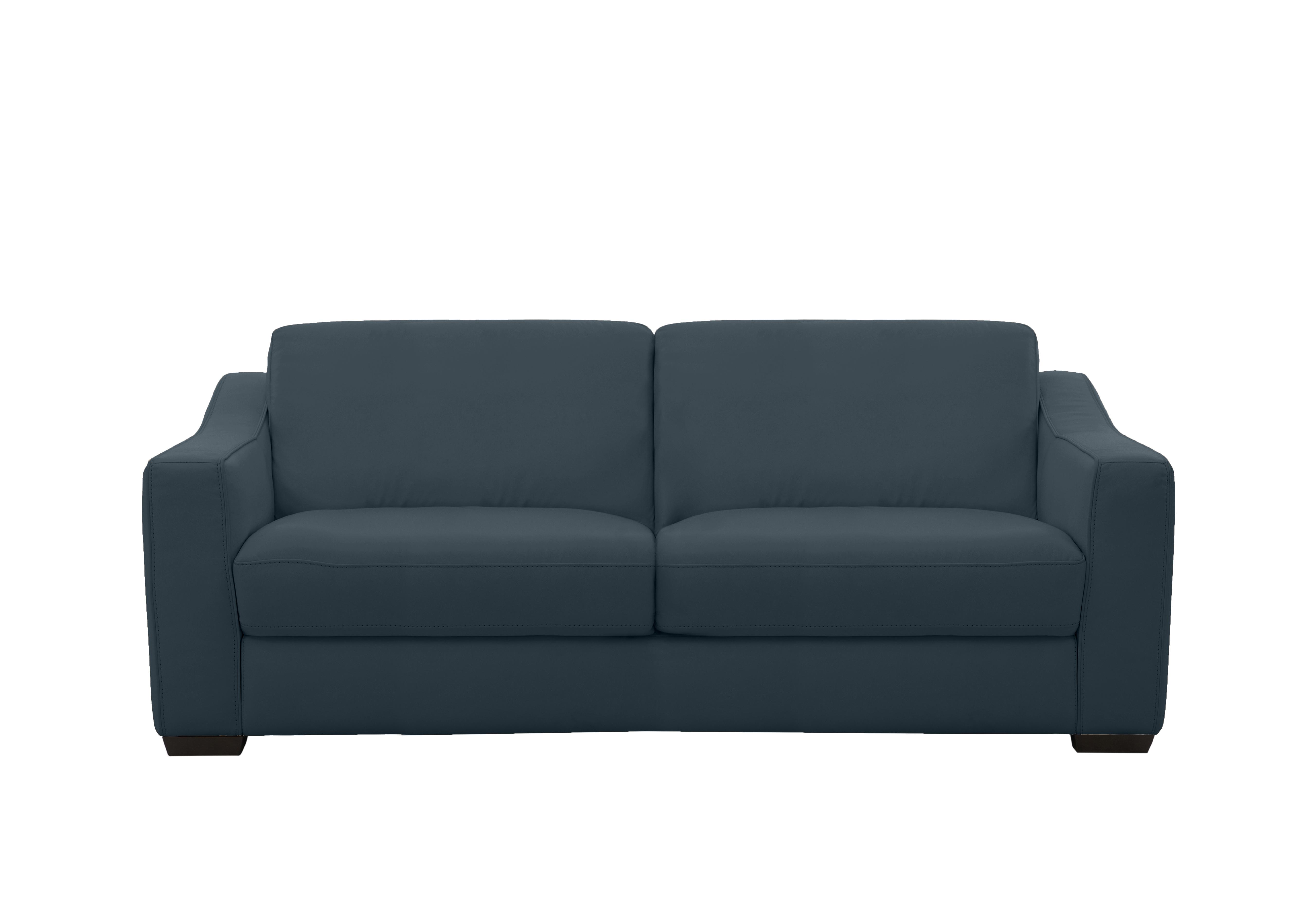 Optimus Space Saving Leather Sofa Bed with Memory Foam Mattress in Bv-313e Ocean Blue on Furniture Village