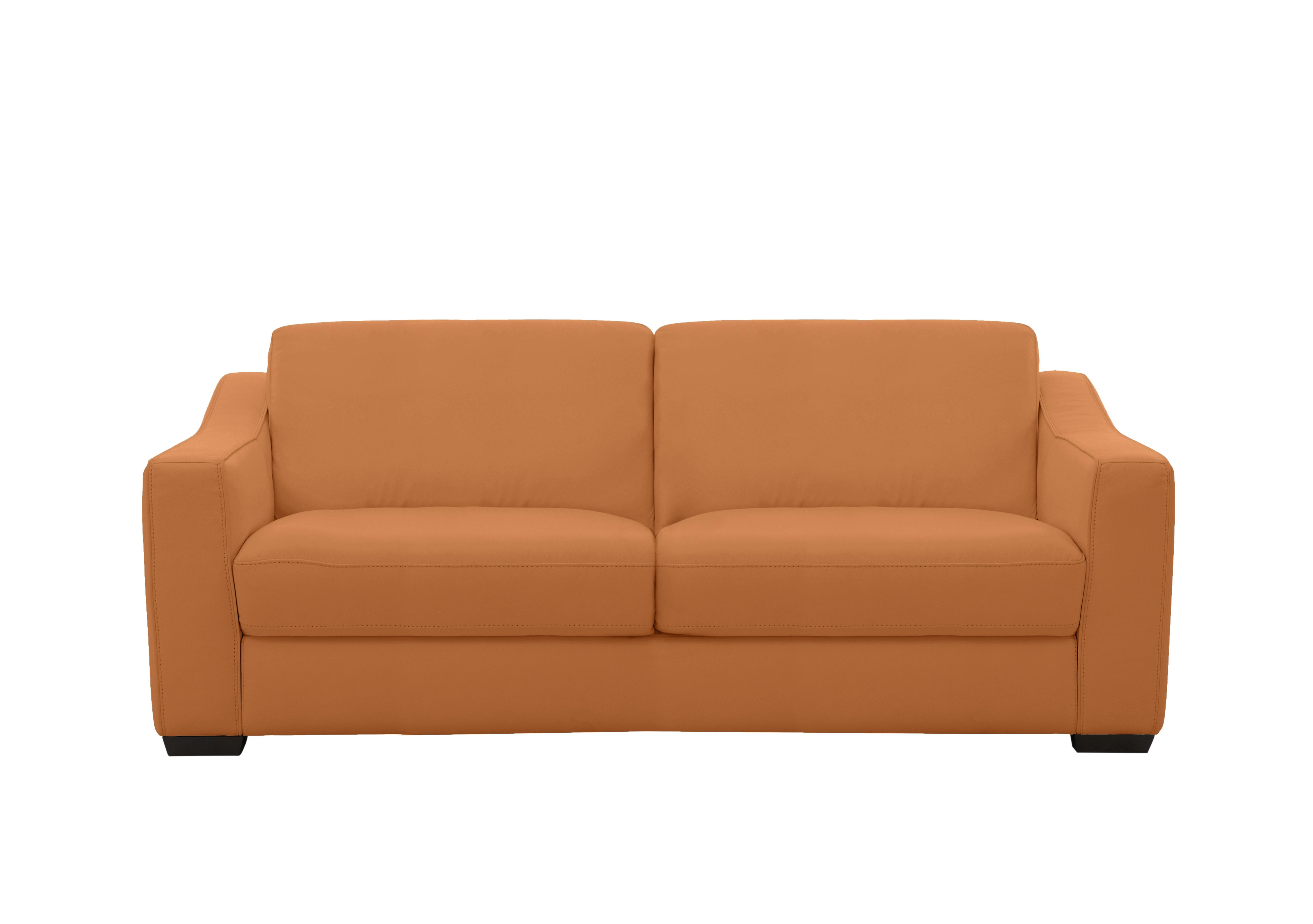 Optimus Space Saving Leather Sofa Bed with Memory Foam Mattress in Bv-335e Honey Yellow on Furniture Village