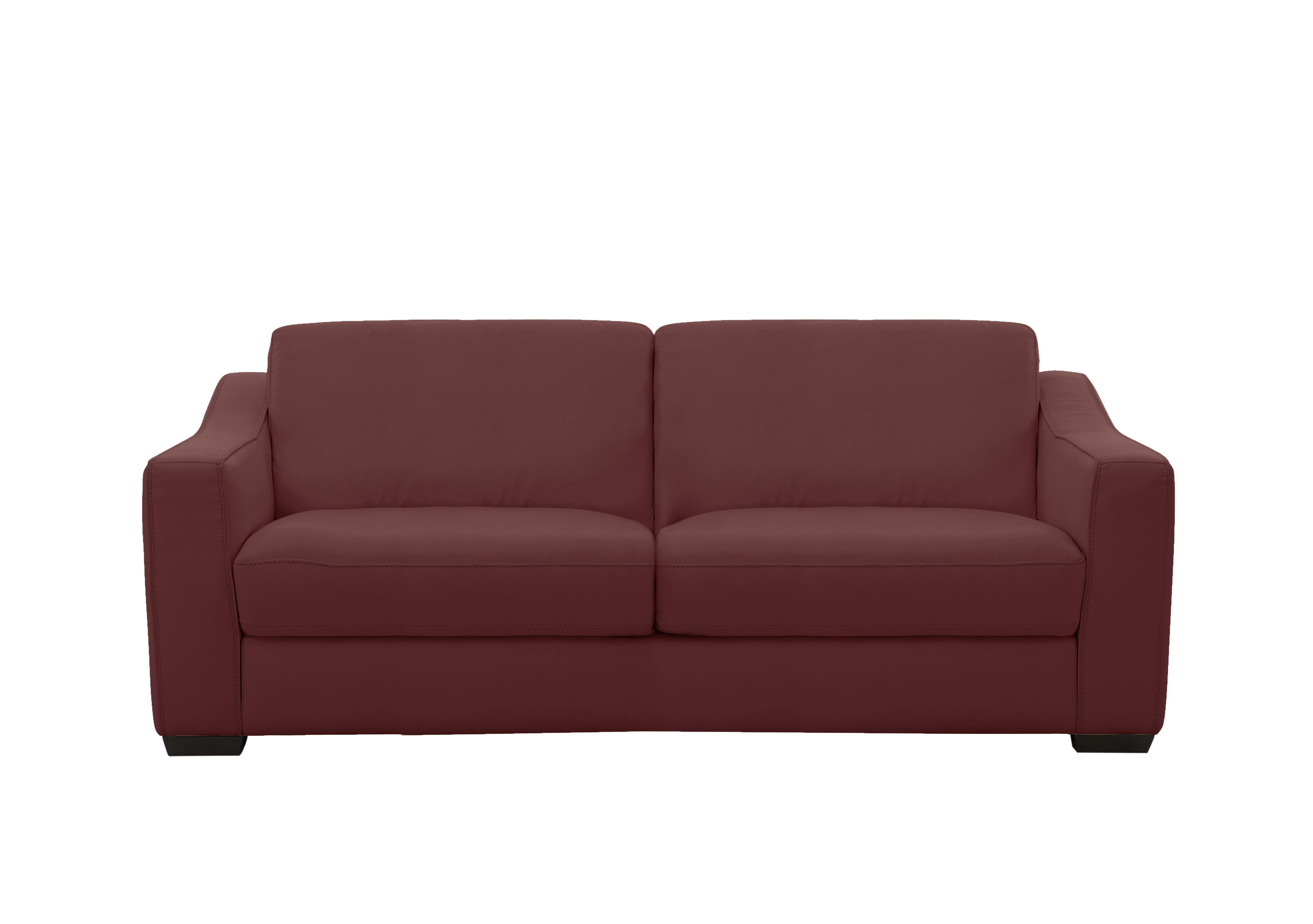 Optimus Space Saving Leather Sofa Bed with Memory Foam Mattress in Nc-035c Deep Red on Furniture Village