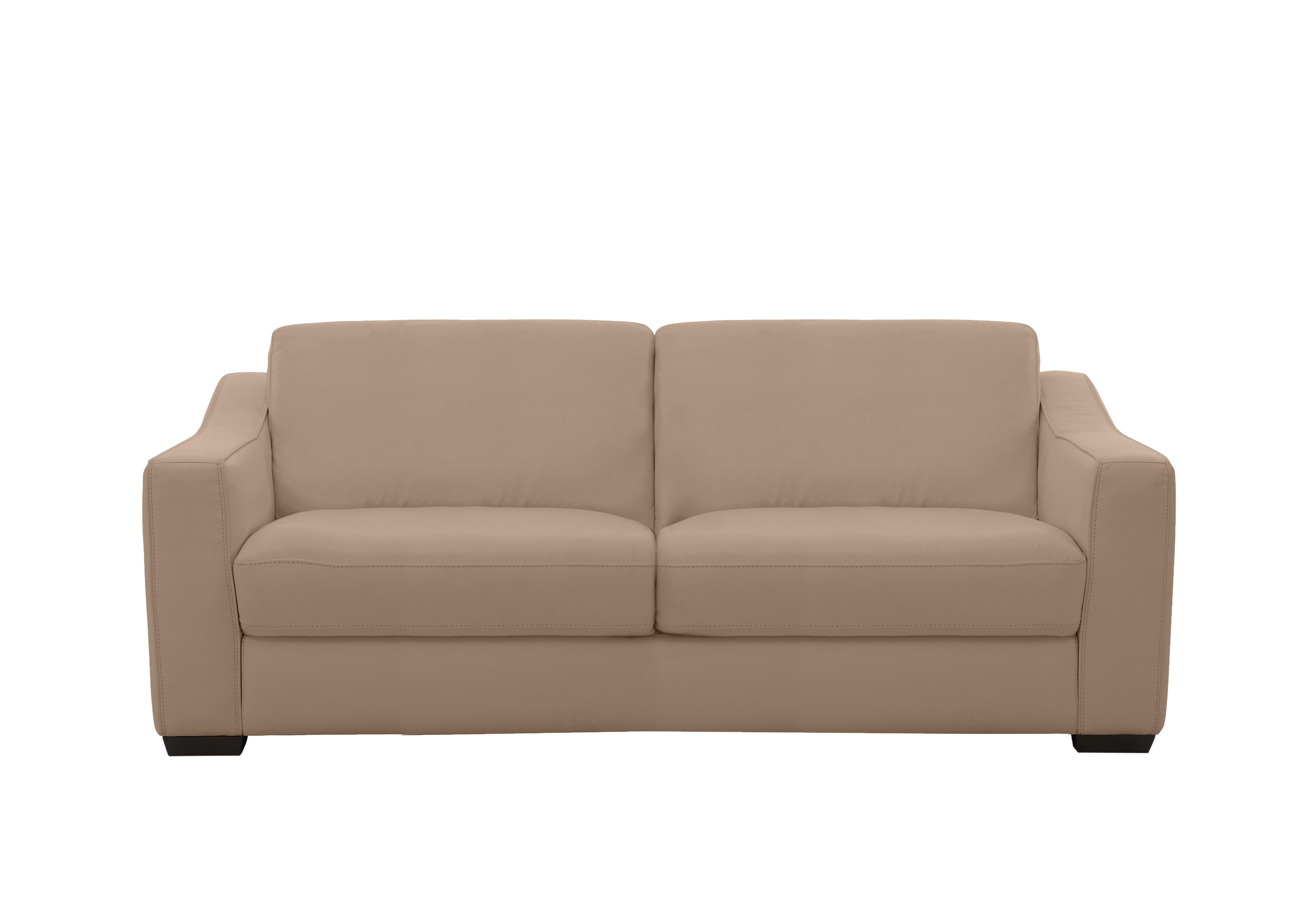 Optimus Space Saving Leather Sofa Bed with Memory Foam Mattress in Nc-039c Pebble on Furniture Village