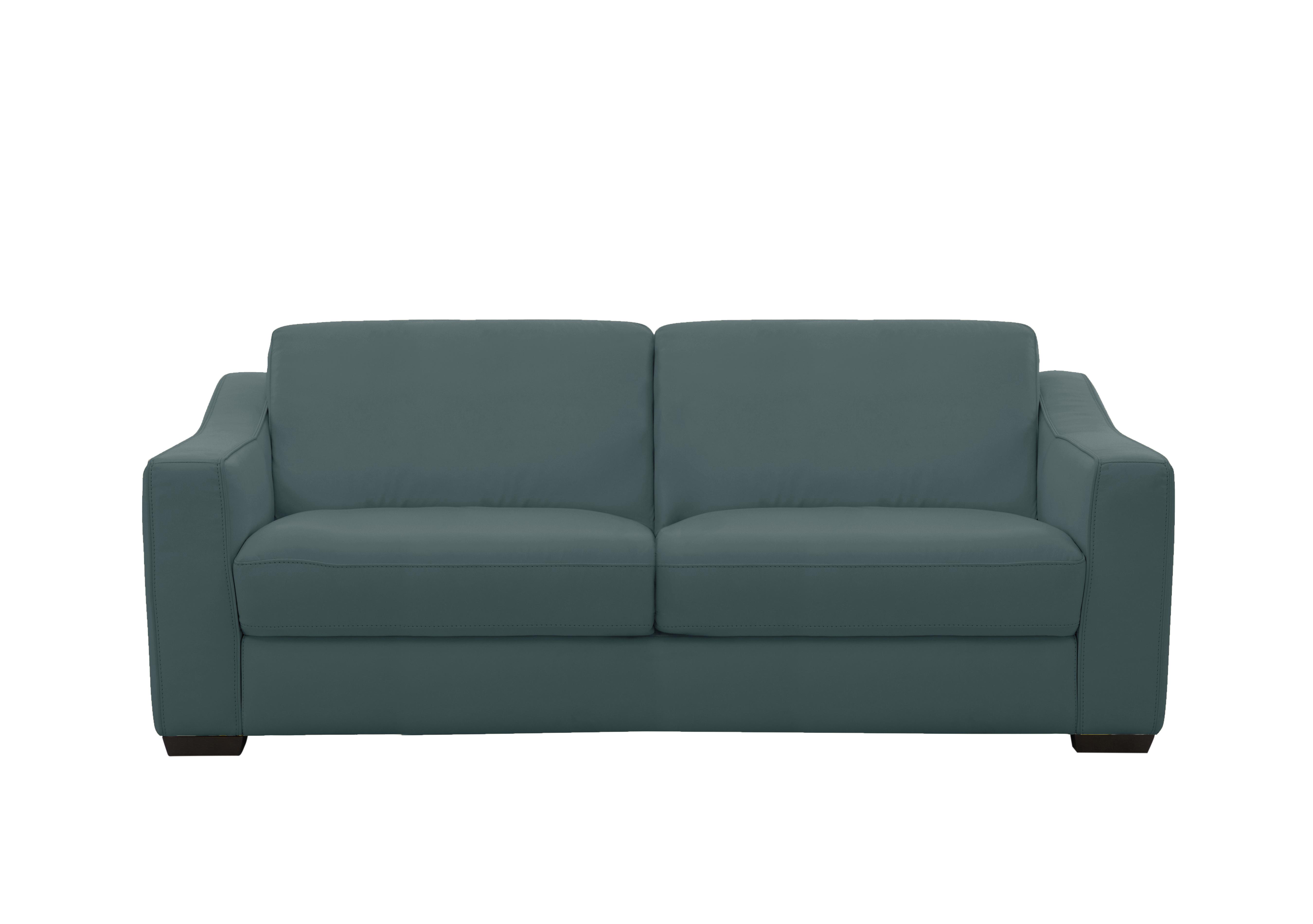 Optimus Space Saving Leather Sofa Bed with Memory Foam Mattress in Nc-301e Lake Green on Furniture Village