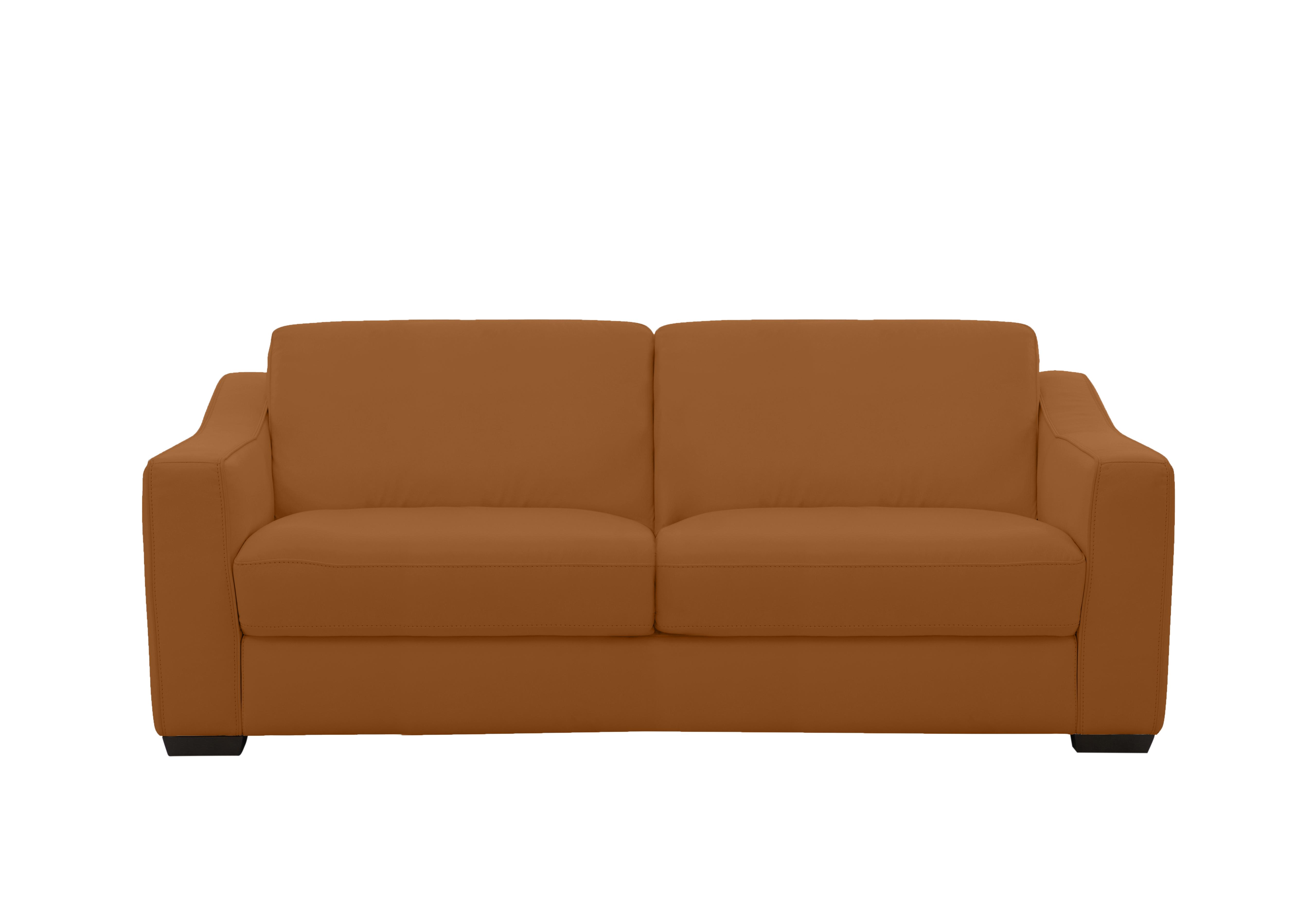 Optimus Space Saving Leather Sofa Bed with Memory Foam Mattress in Nc-334e Pecan Brown on Furniture Village