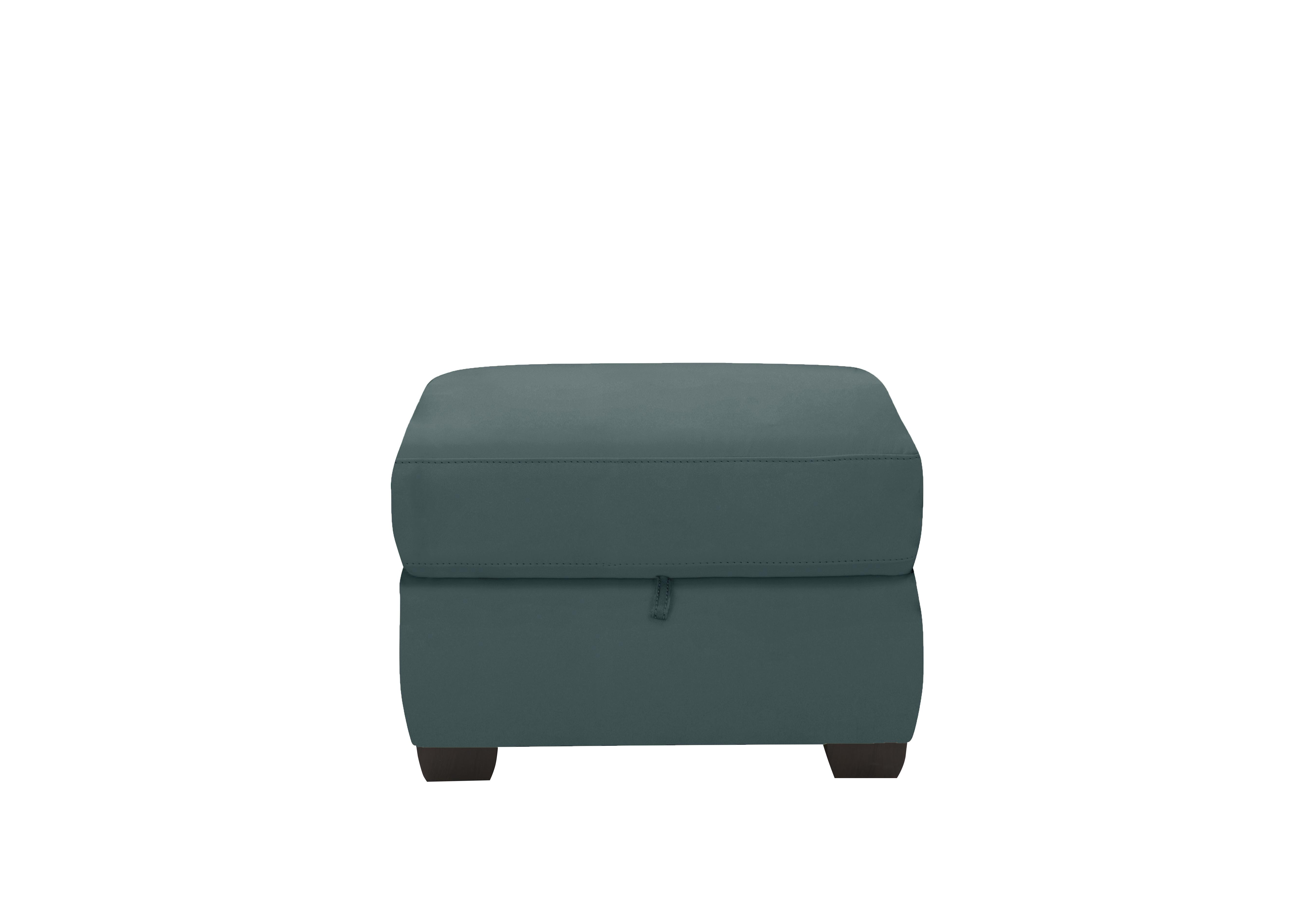 Optimus Leather Storage Footstool in Bv-301e Lake Green on Furniture Village