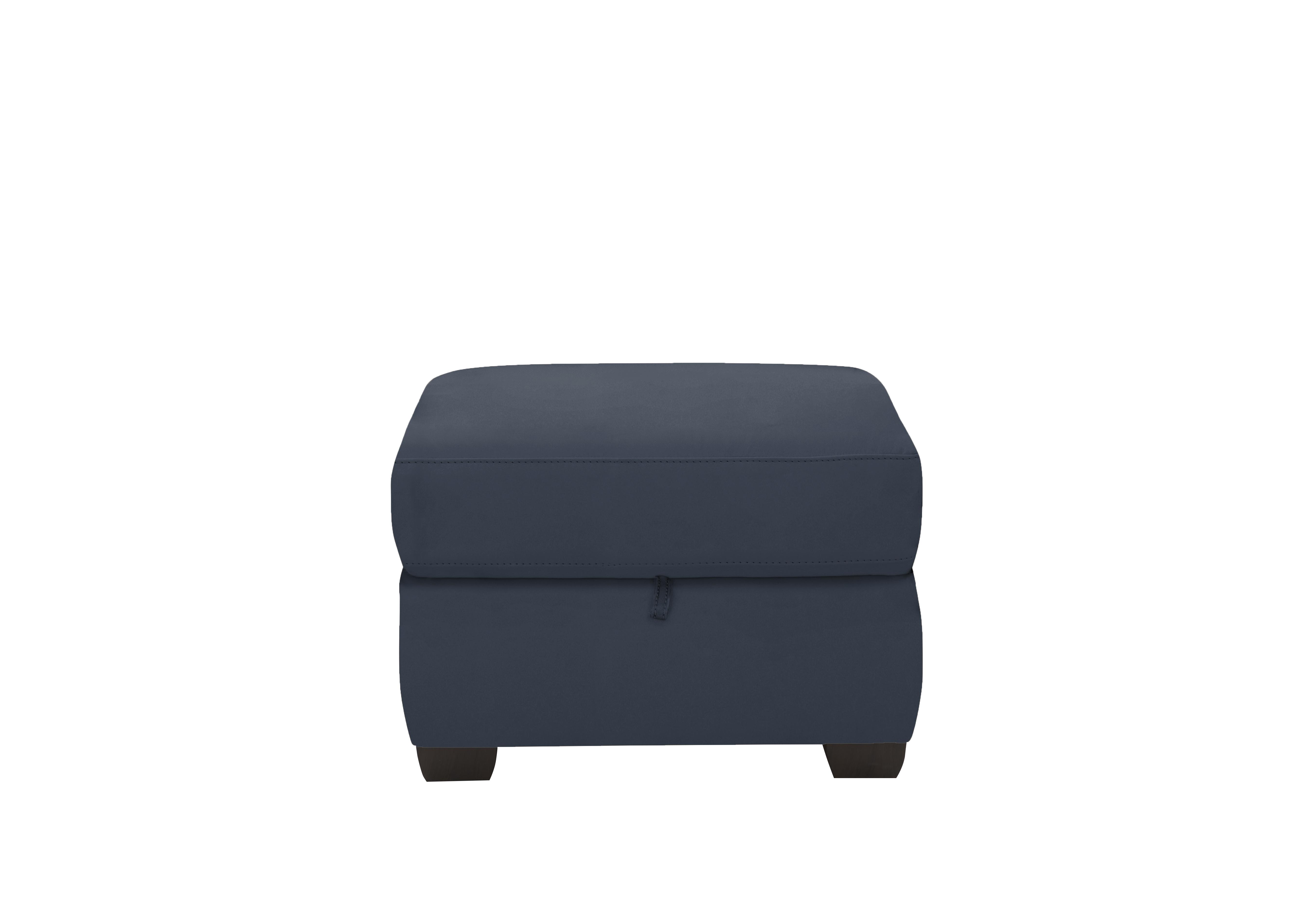 Optimus Leather Storage Footstool in Bv-313e Ocean Blue on Furniture Village