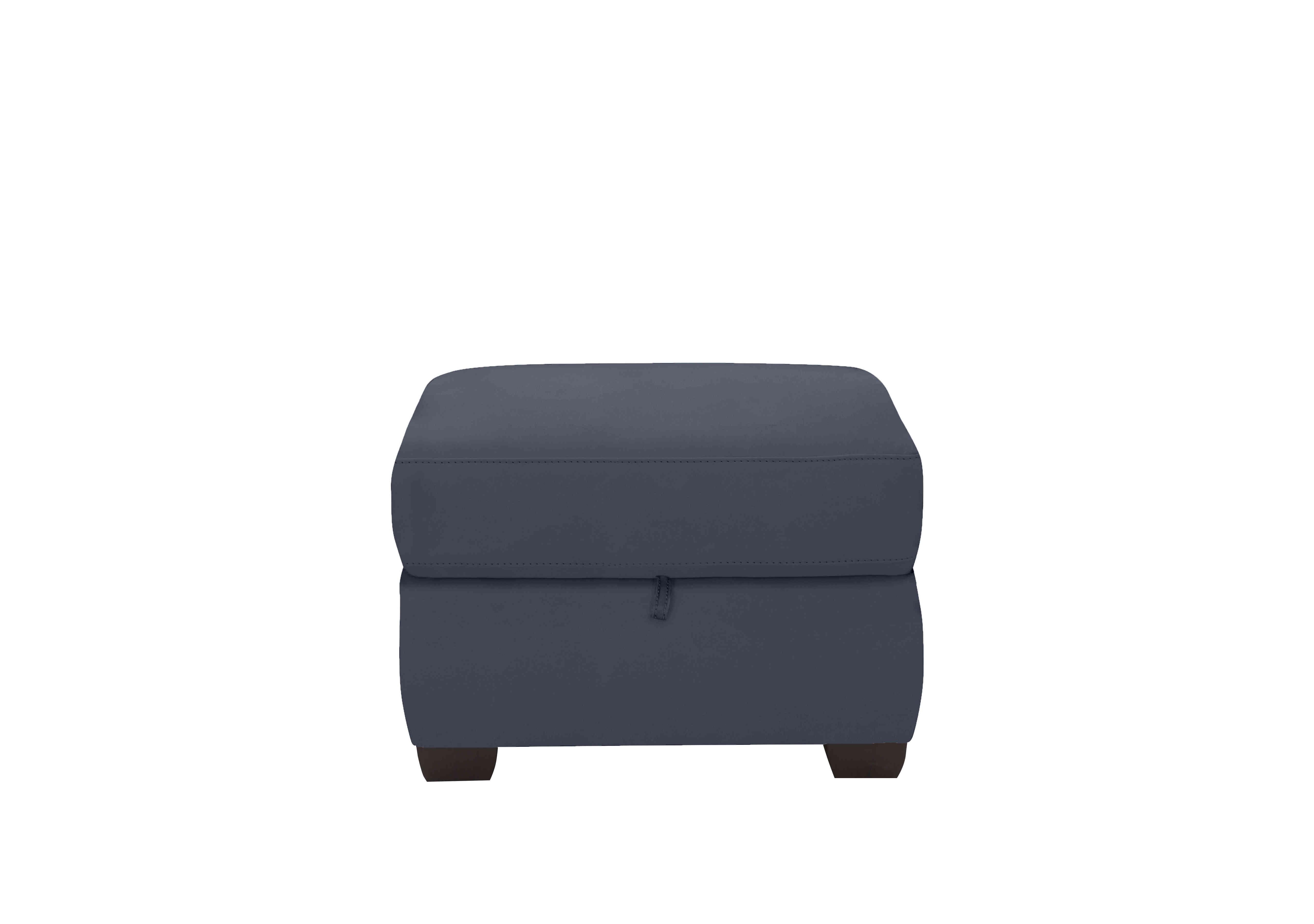 Optimus Leather Storage Footstool in Nc-313e Ocean Blue on Furniture Village