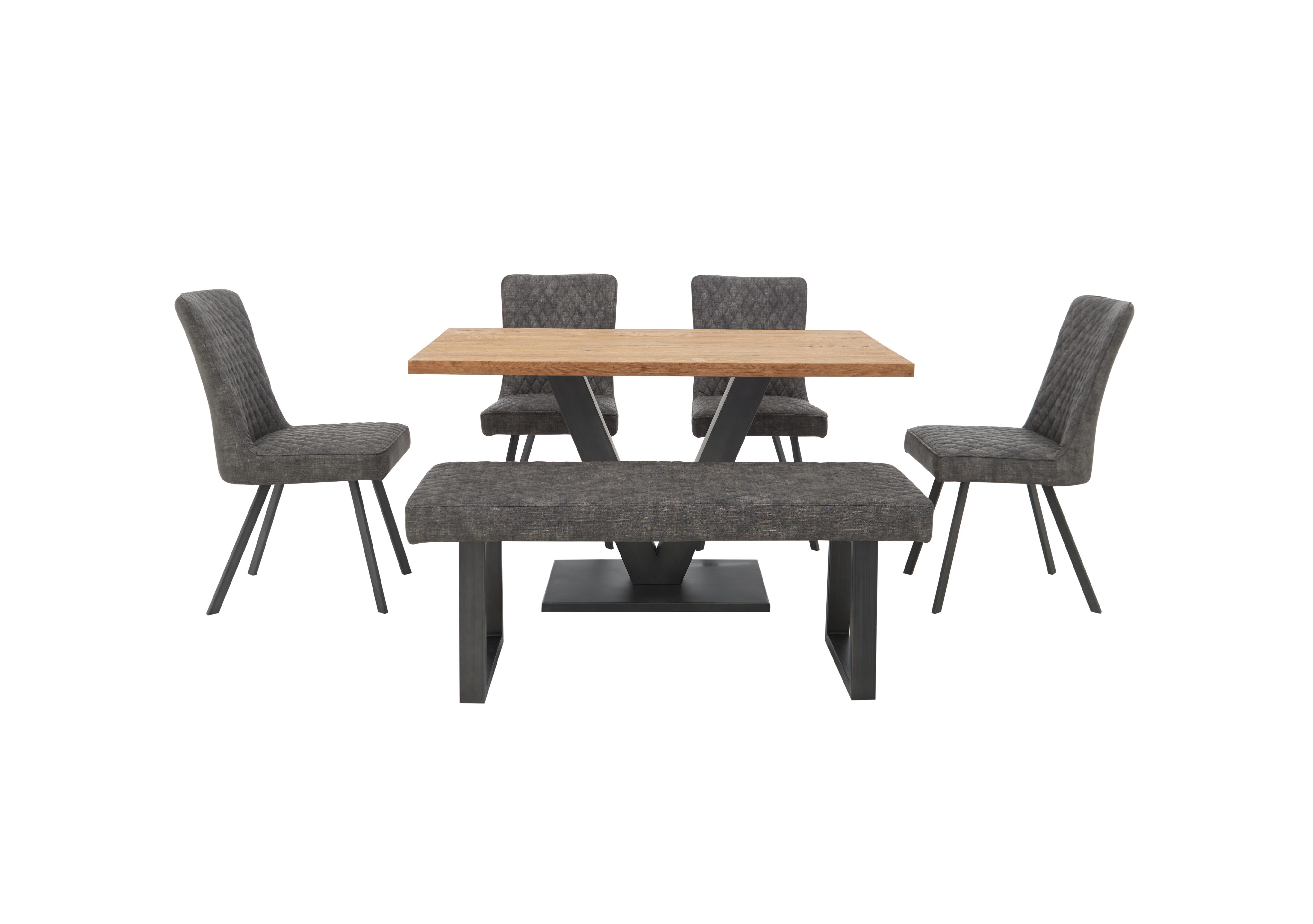 Compact Earth Dining Table, Low Dining Bench and 4 Dining Chairs in Graphite on Furniture Village