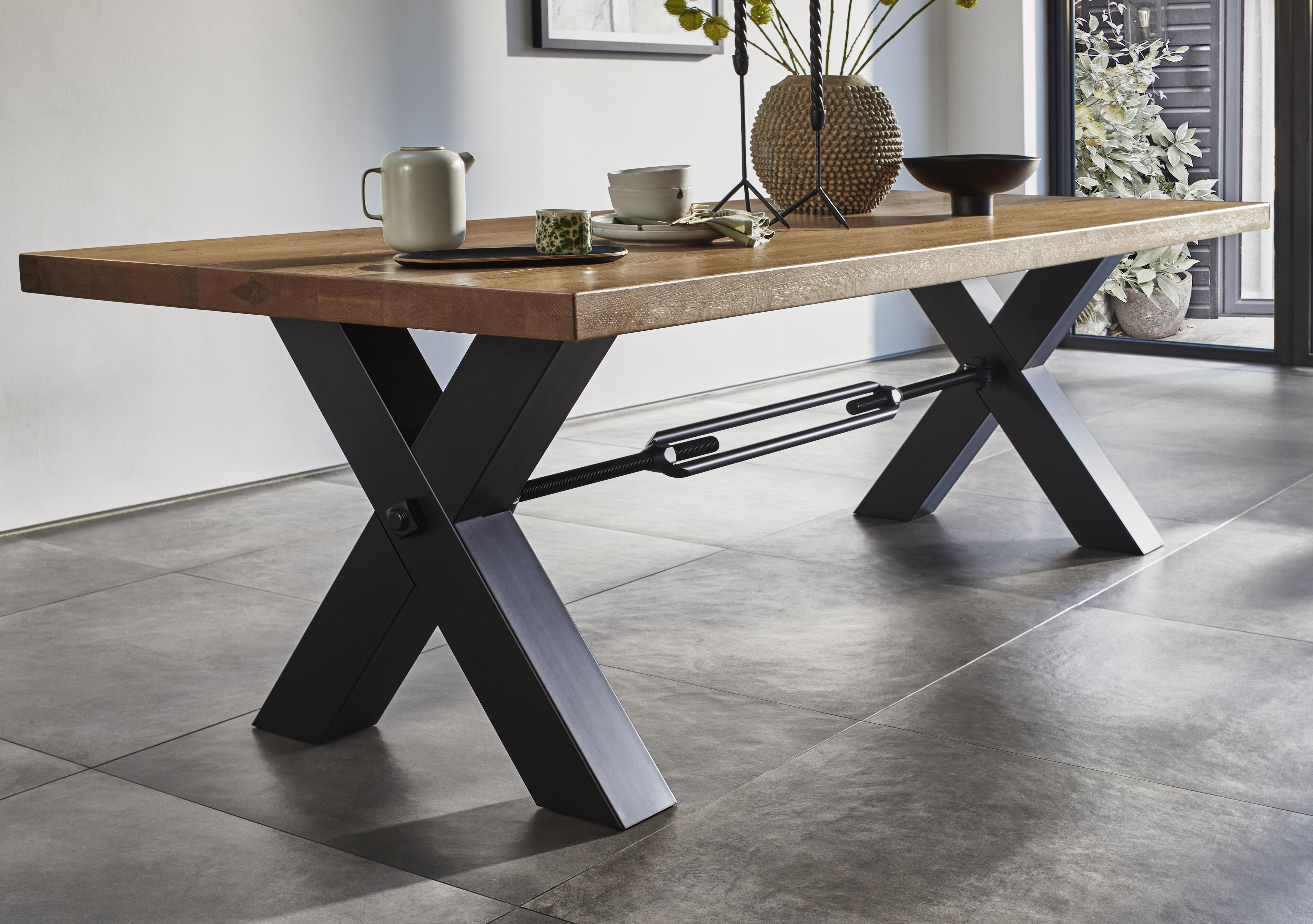 Terra Straight Edge Dining Table with Tension Bolt X-Leg in  on Furniture Village