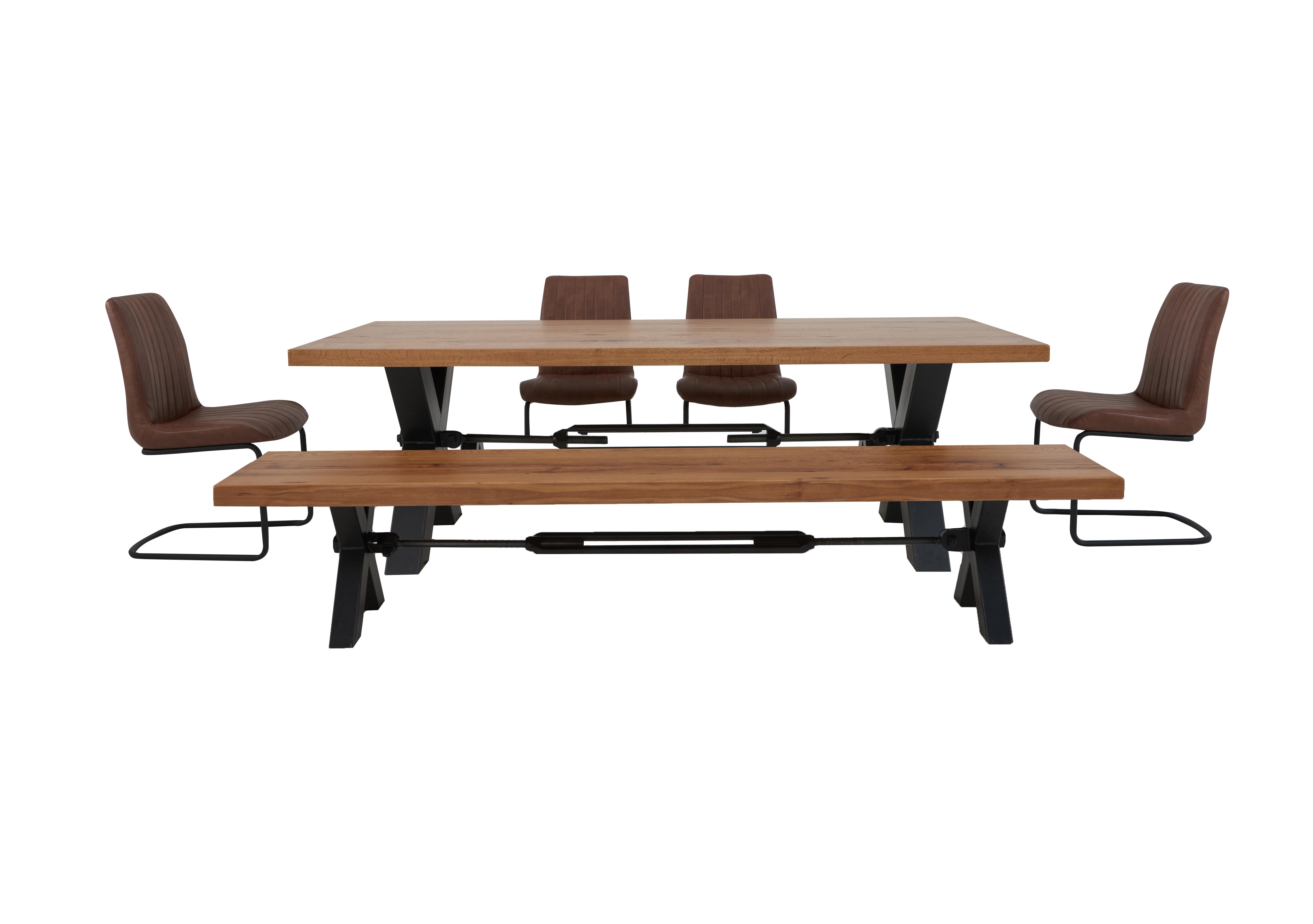 Terra Dining Table, 4 Cognac Chairs and Bench Dining Set in 01 Oiled on Furniture Village