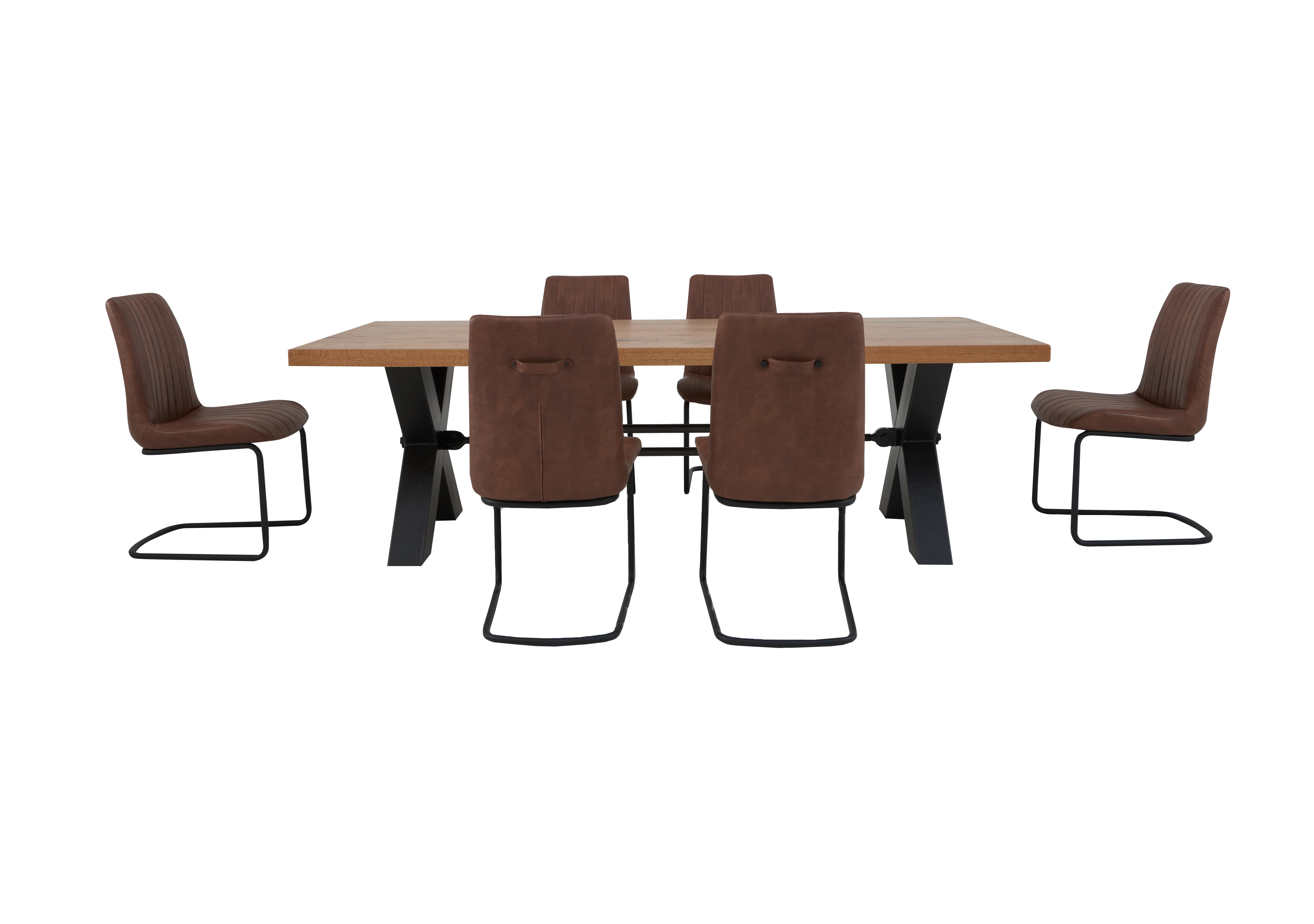 Terra Dining Table and 6 Cognac Chairs in 01 Oiled on Furniture Village
