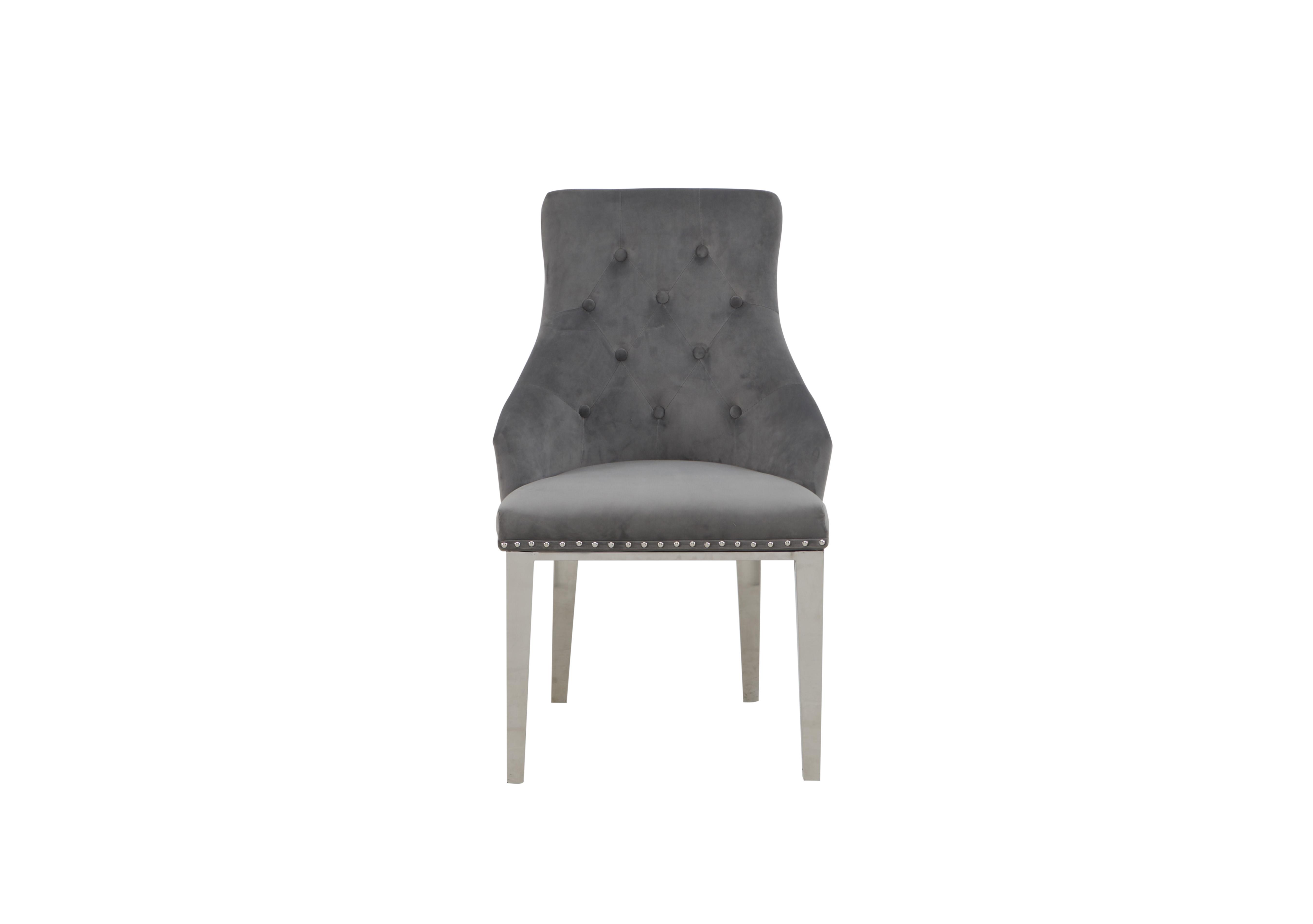 Dolce Button Back Dining Chair in Silver on Furniture Village