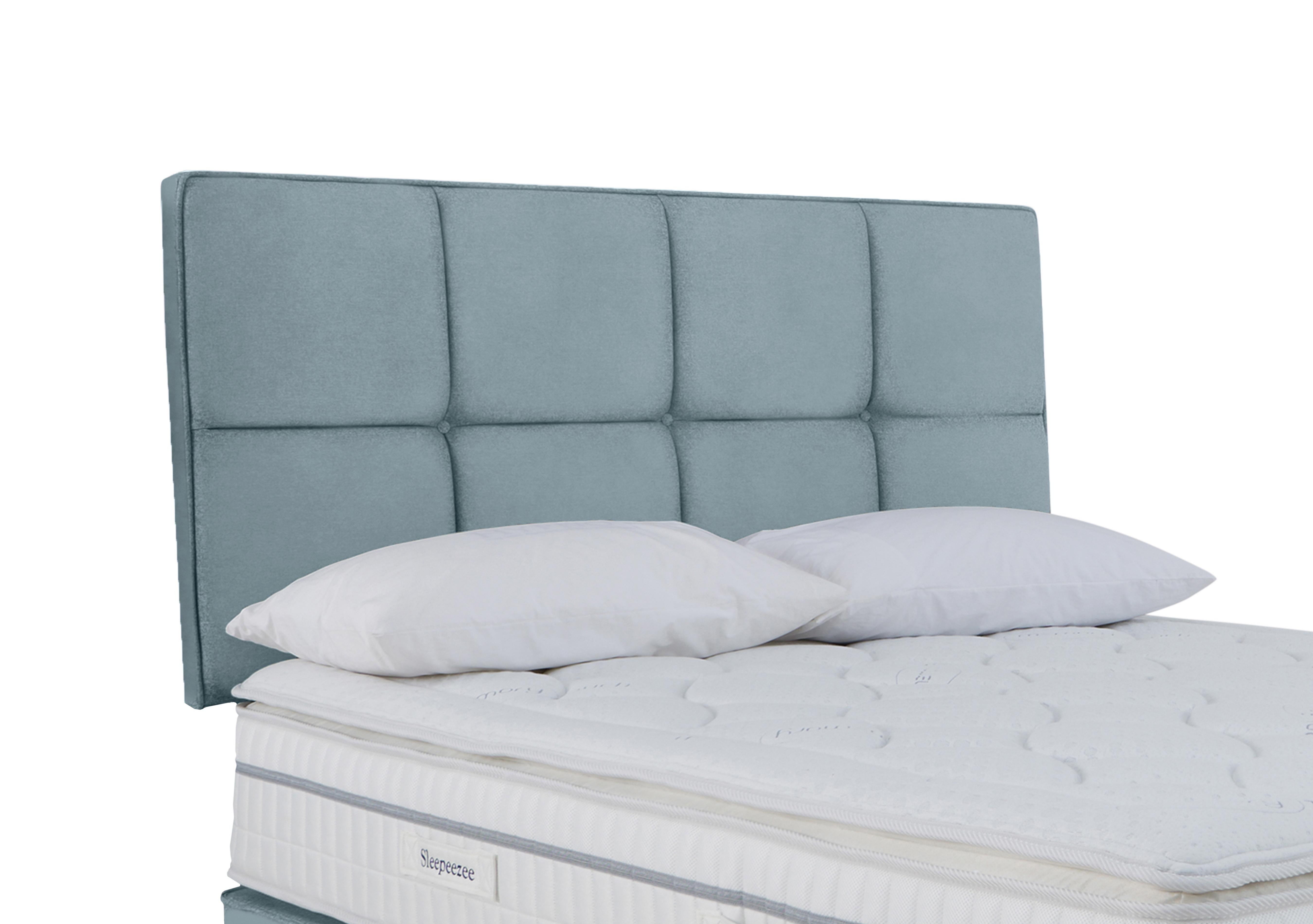 Dalmore Strutted Headboard in Plush Light Blue on Furniture Village