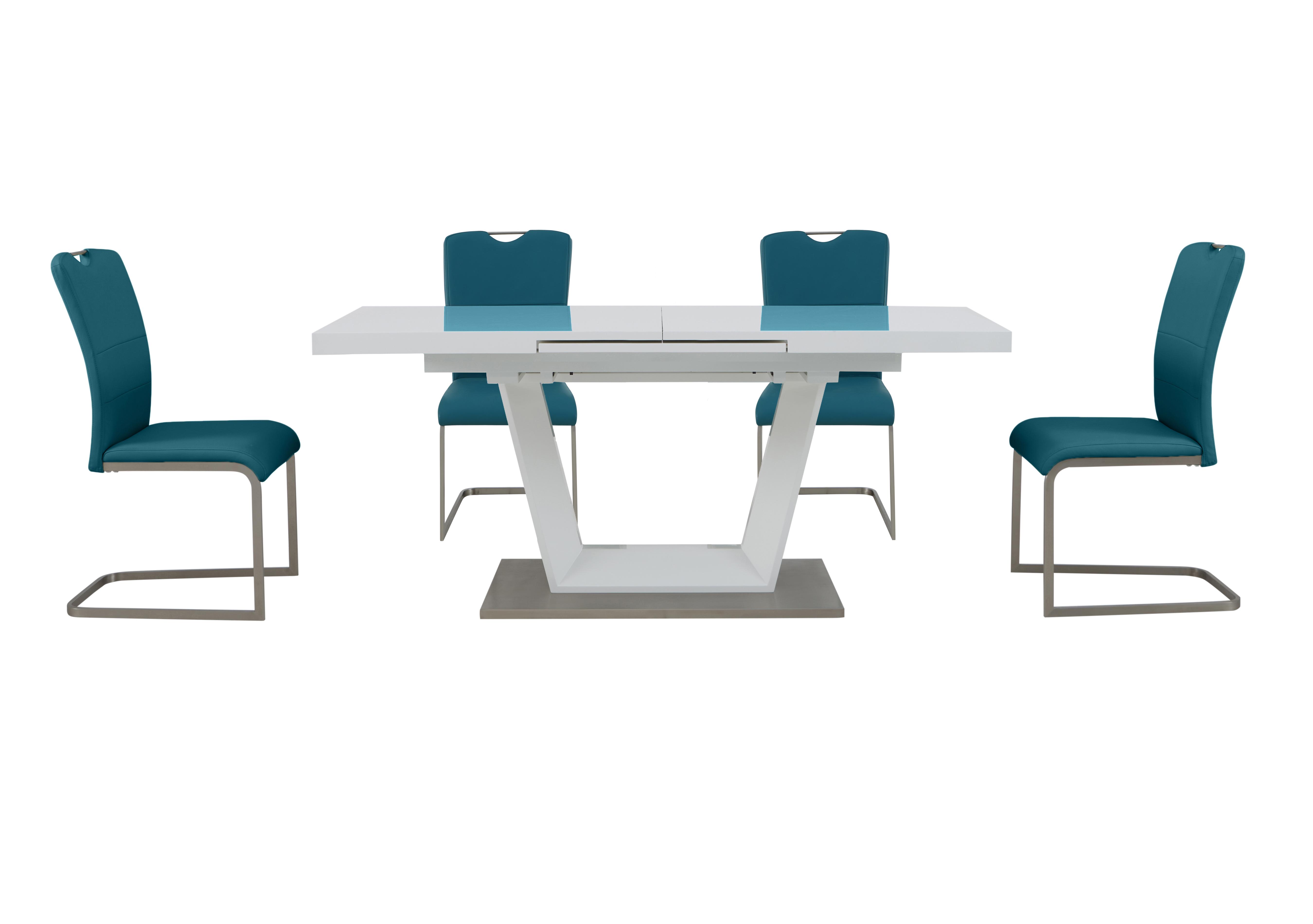 Bianco Large Extending Dining Table and 4 Chairs Dining Set in Blue on Furniture Village