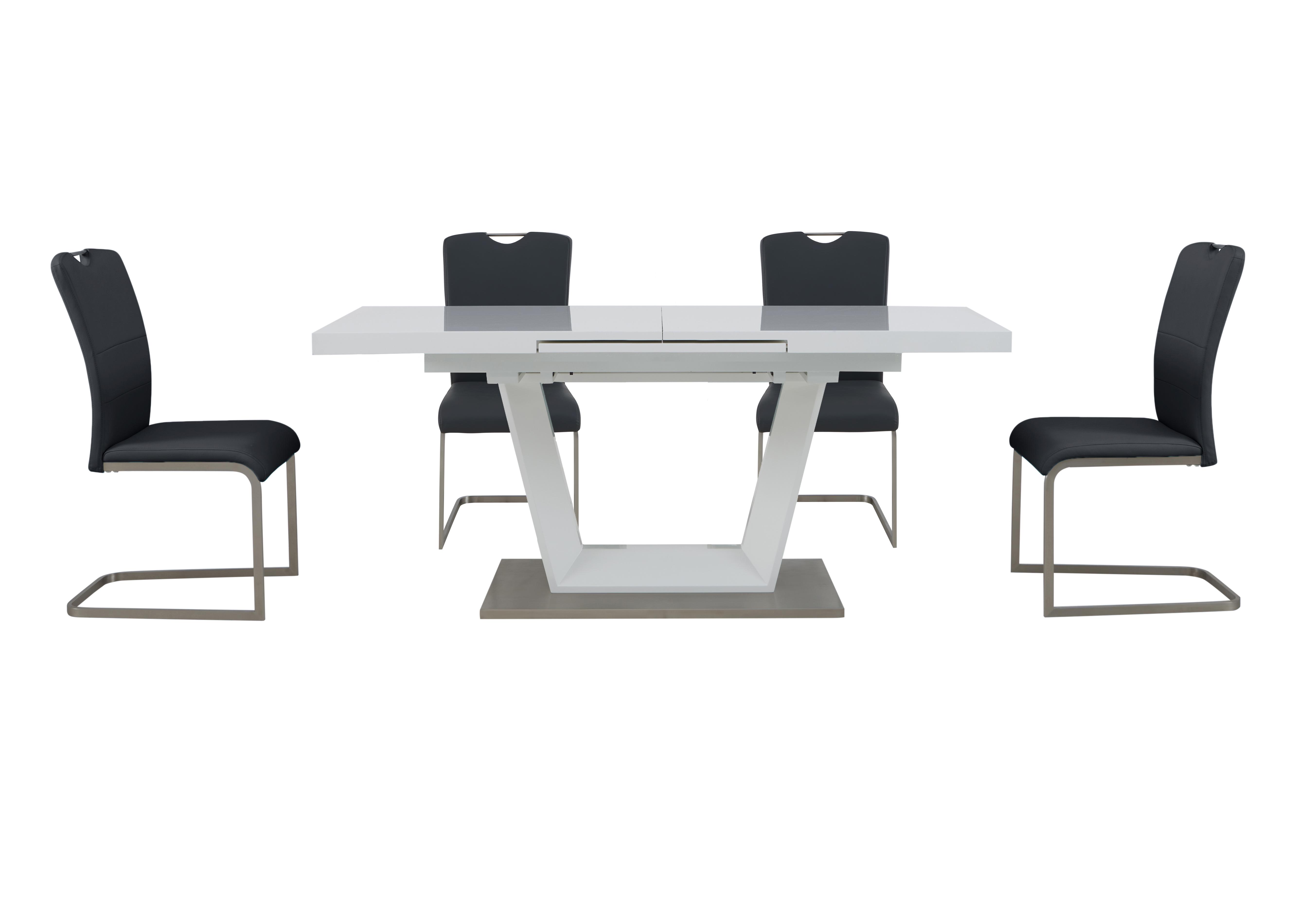 Bianco Large Extending Dining Table and 4 Chairs Dining Set in Charcoal on Furniture Village