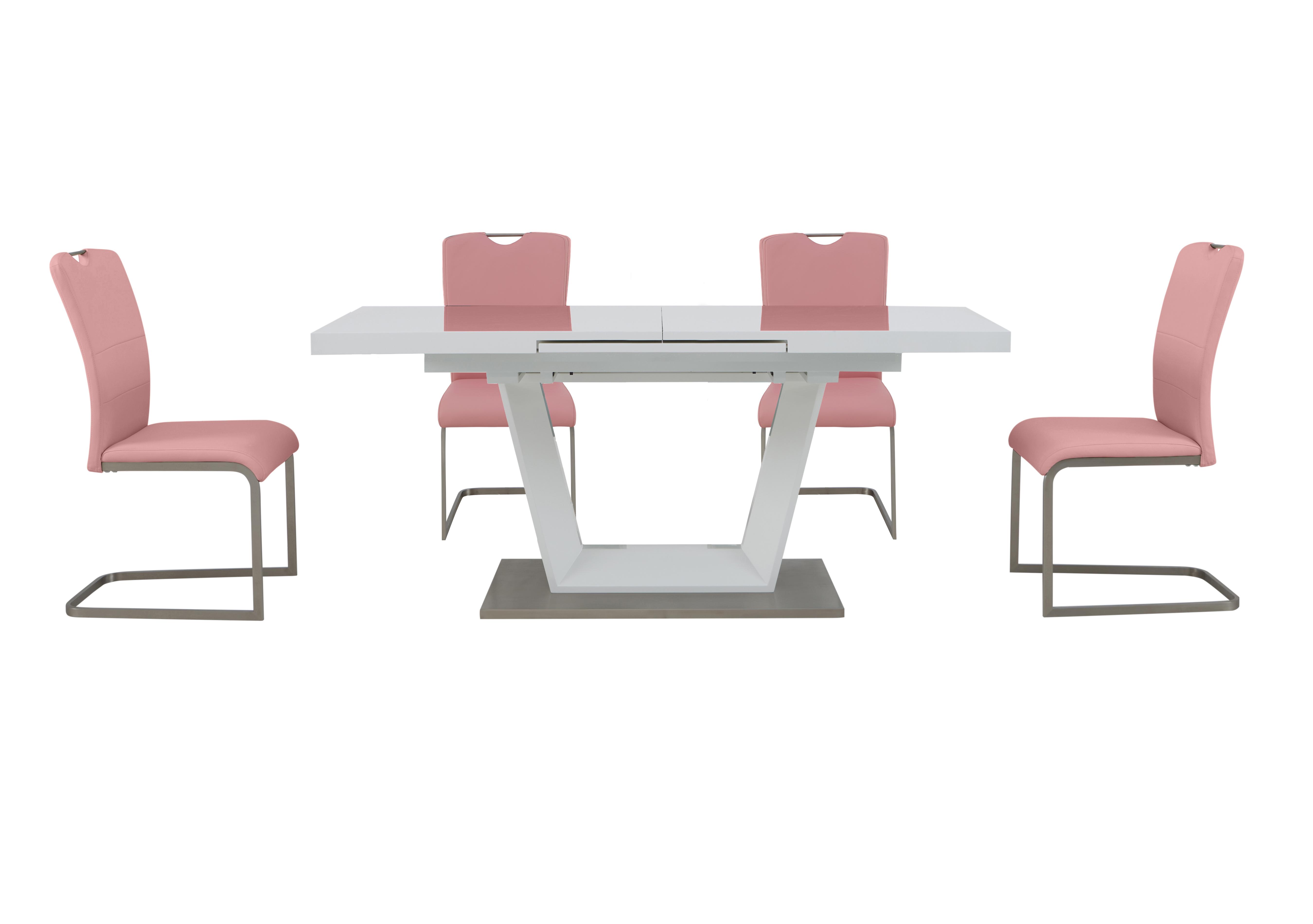 Bianco Large Extending Dining Table and 4 Chairs Dining Set in Pink on Furniture Village