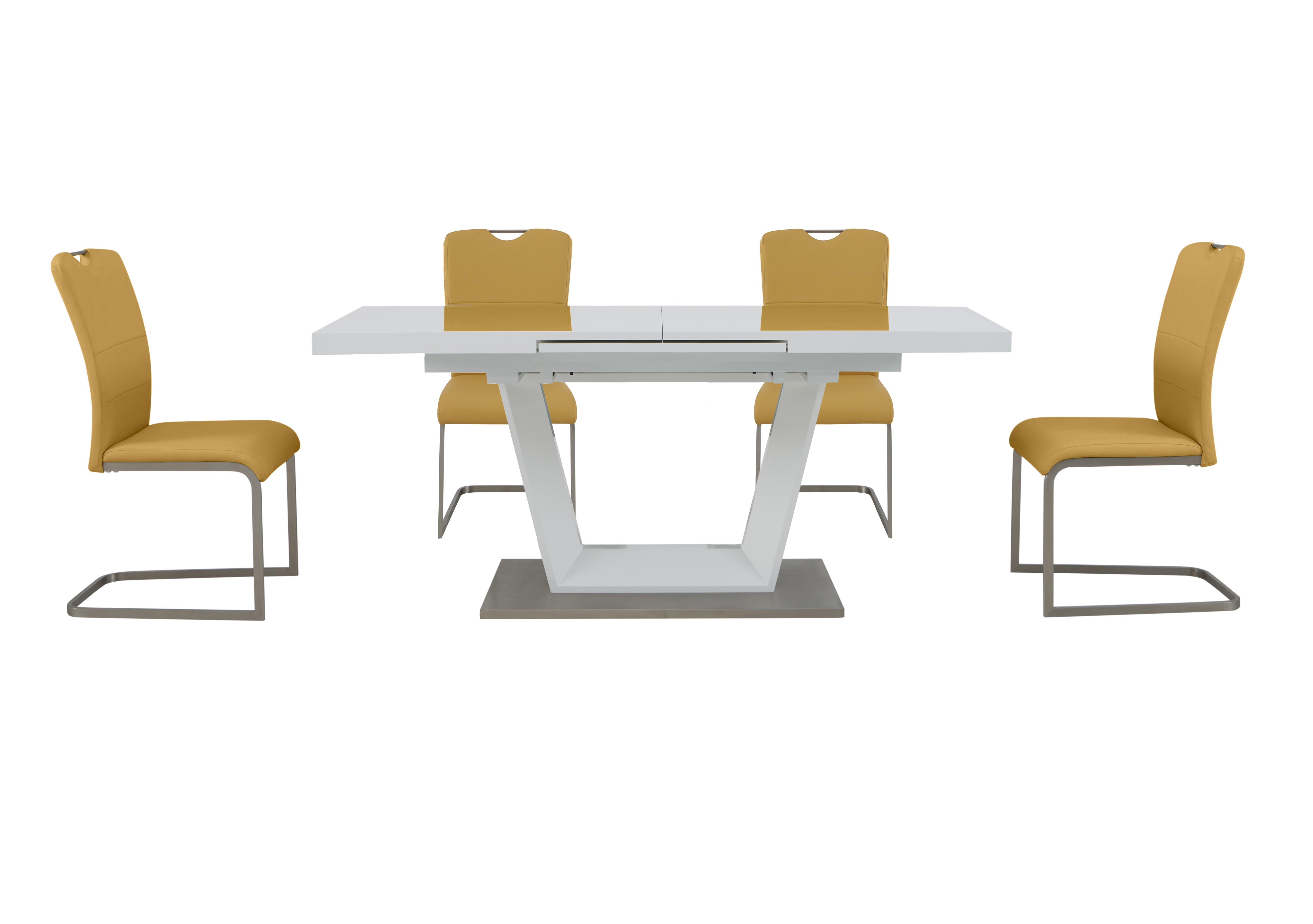Bianco Large Extending Dining Table and 4 Chairs Dining Set in Yellow on Furniture Village