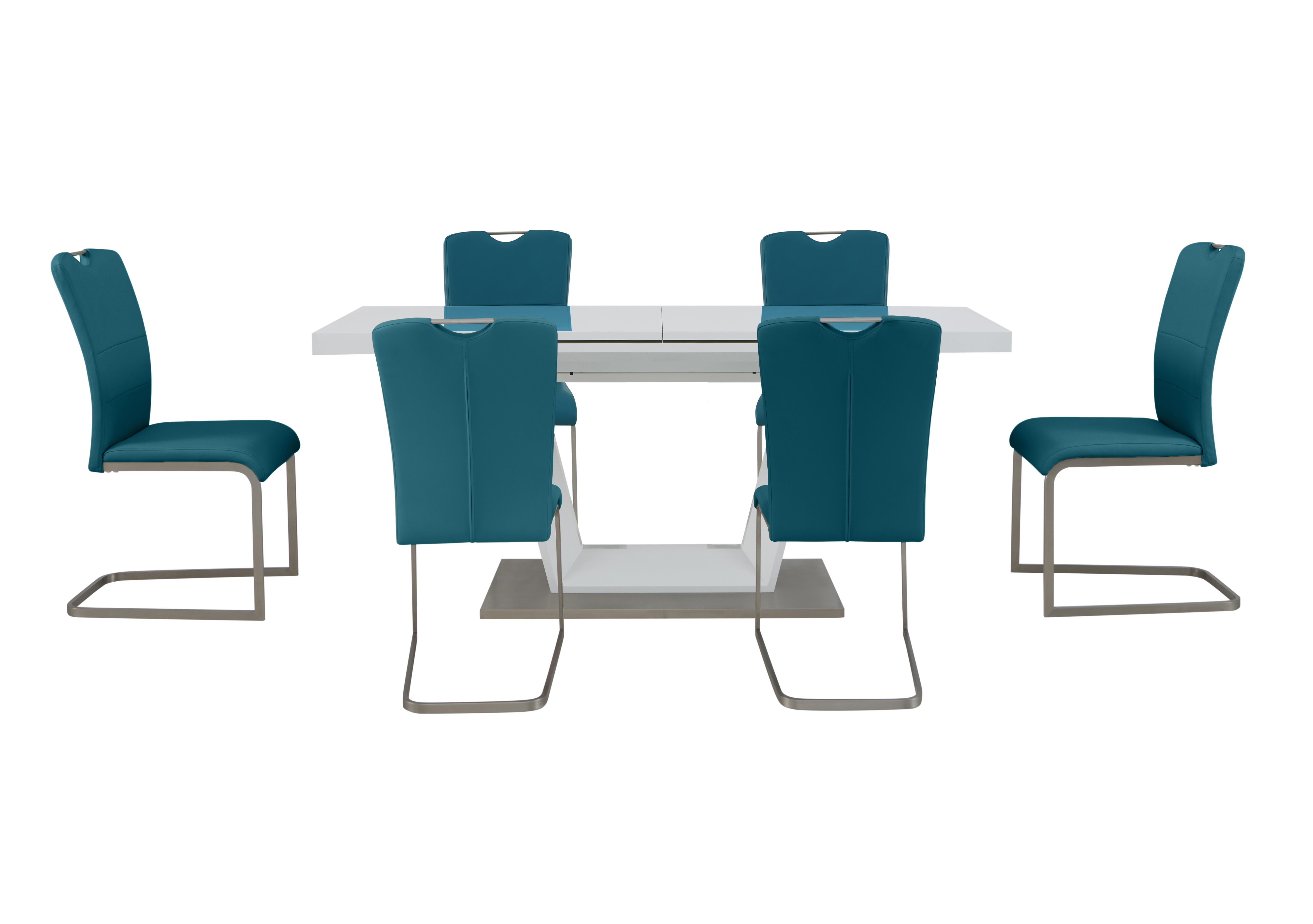 Bianco Large Extending Dining Table and 6 Chairs Dining Set in Blue on Furniture Village
