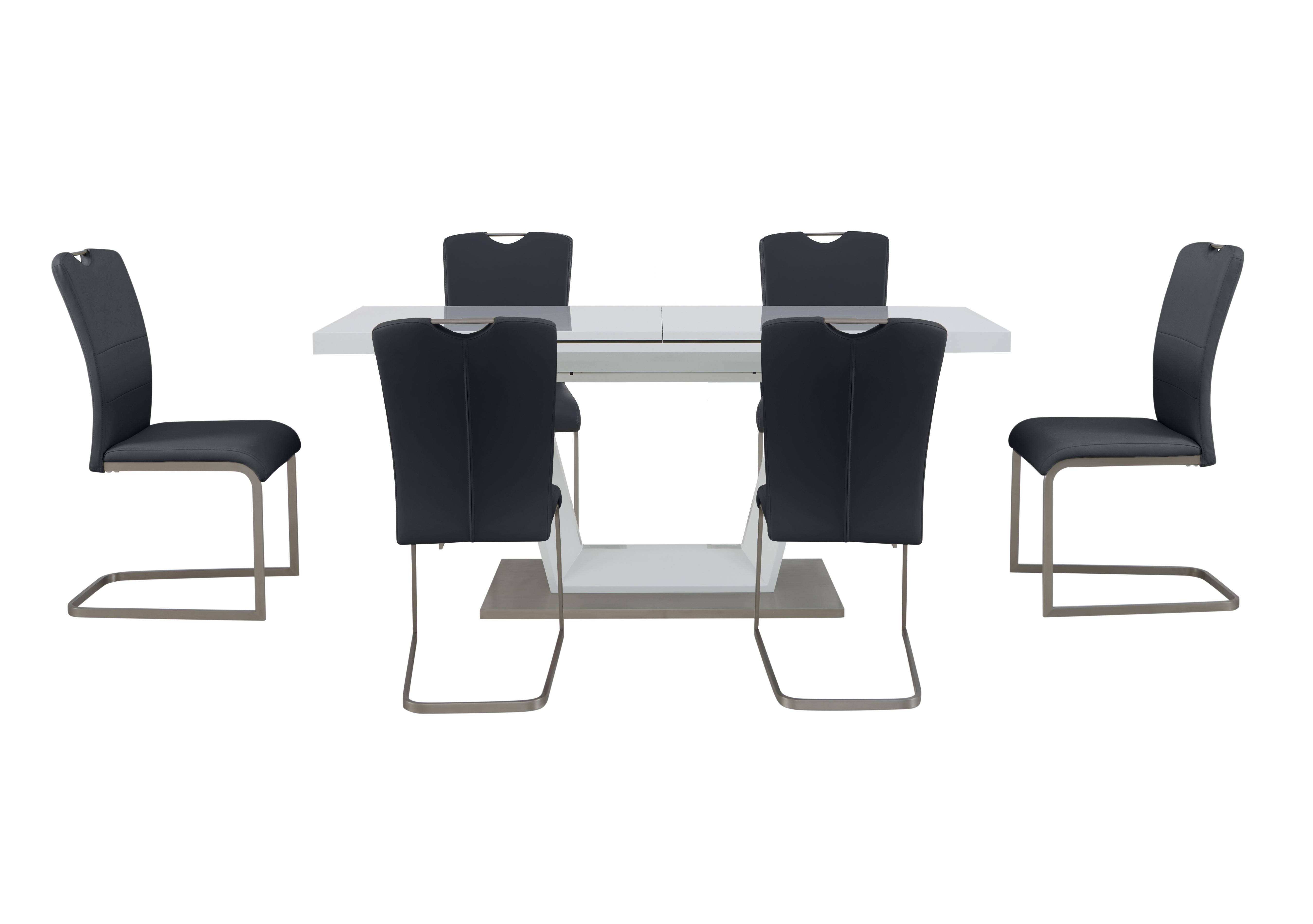 Bianco Large Extending Dining Table and 6 Chairs Dining Set in Charcoal on Furniture Village