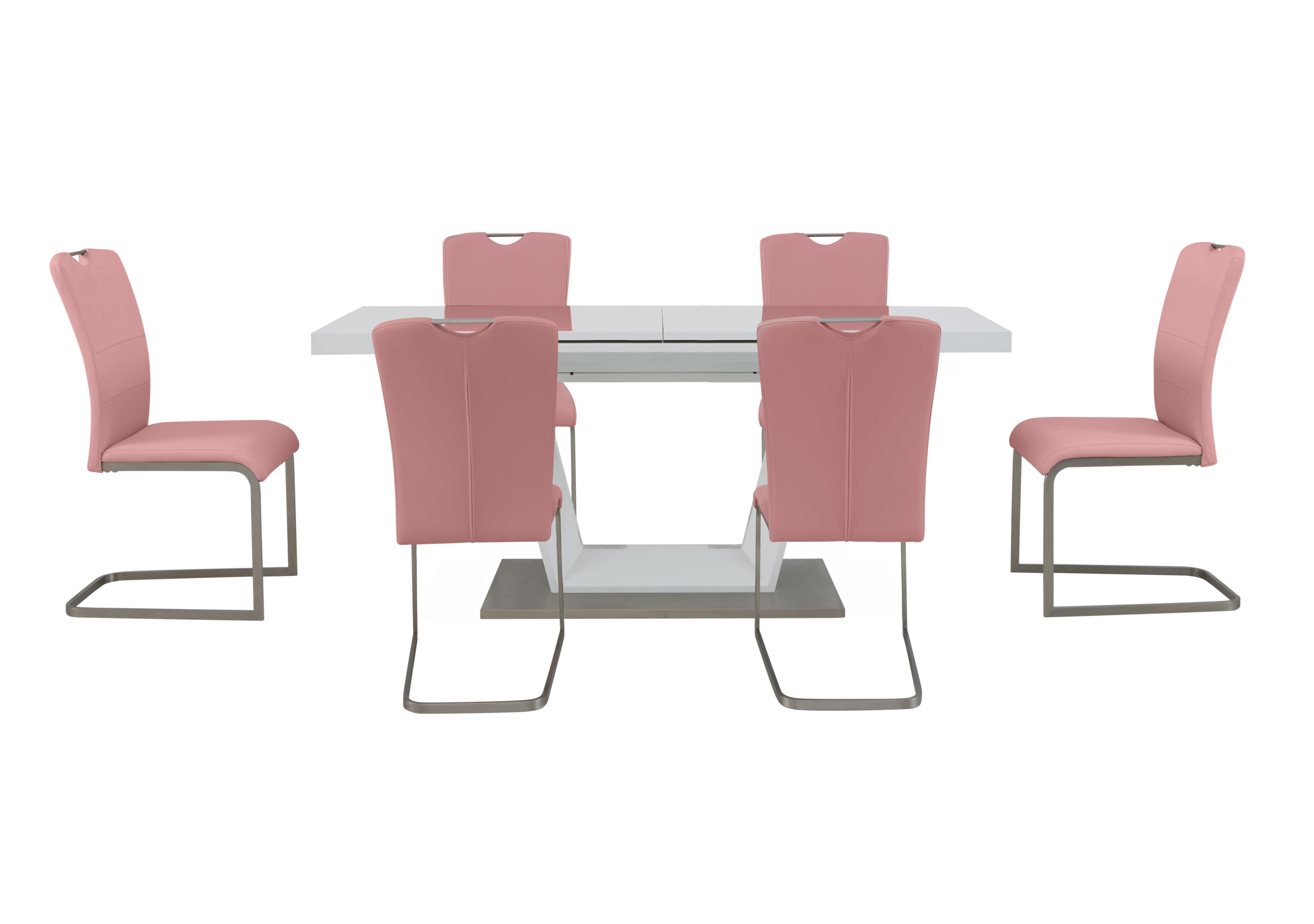 Bianco Large Extending Dining Table and 6 Chairs Dining Set in Pink on Furniture Village