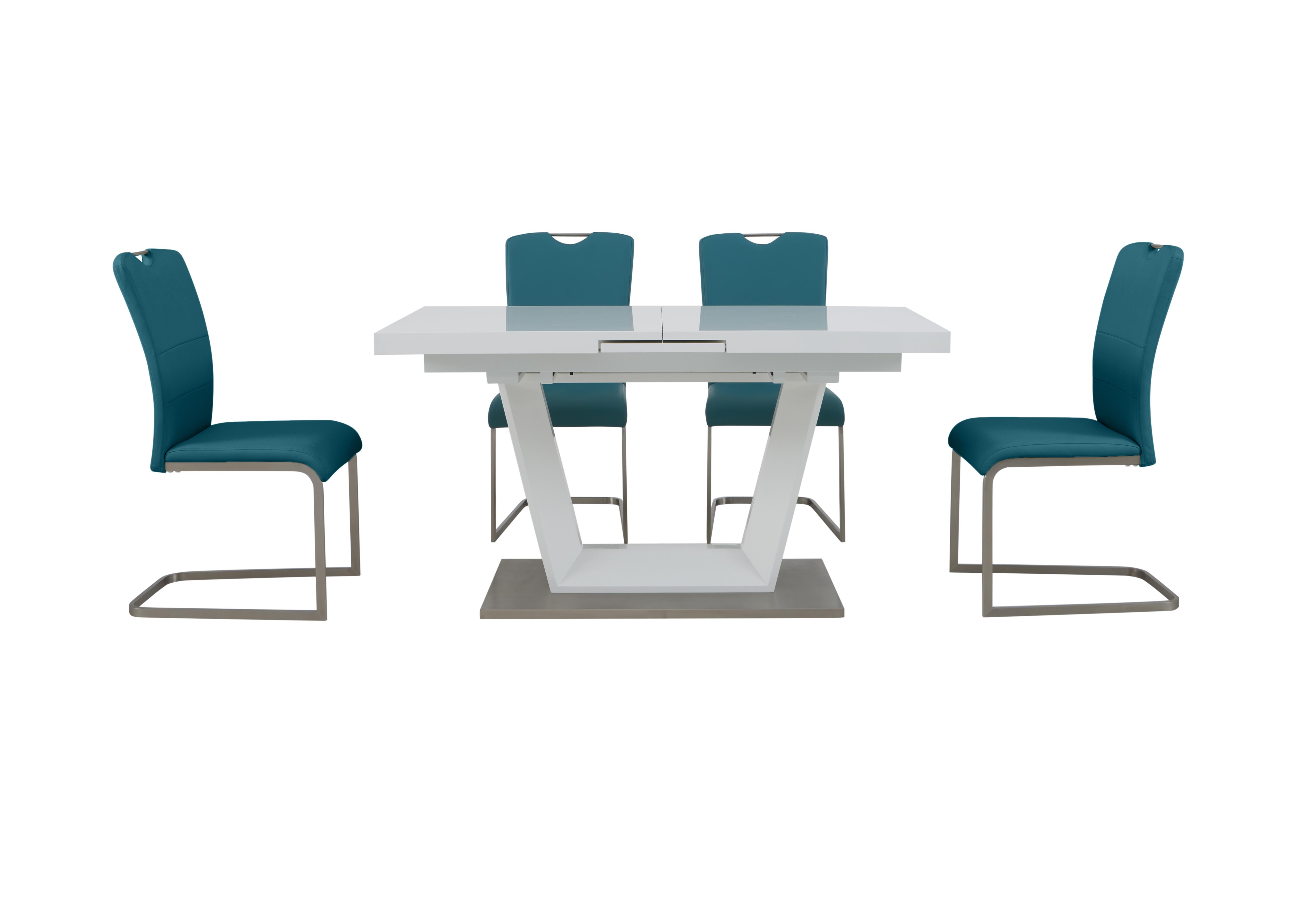 Bianco Small Extending Dining Table and 4 Chairs Dining Set in Blue on Furniture Village