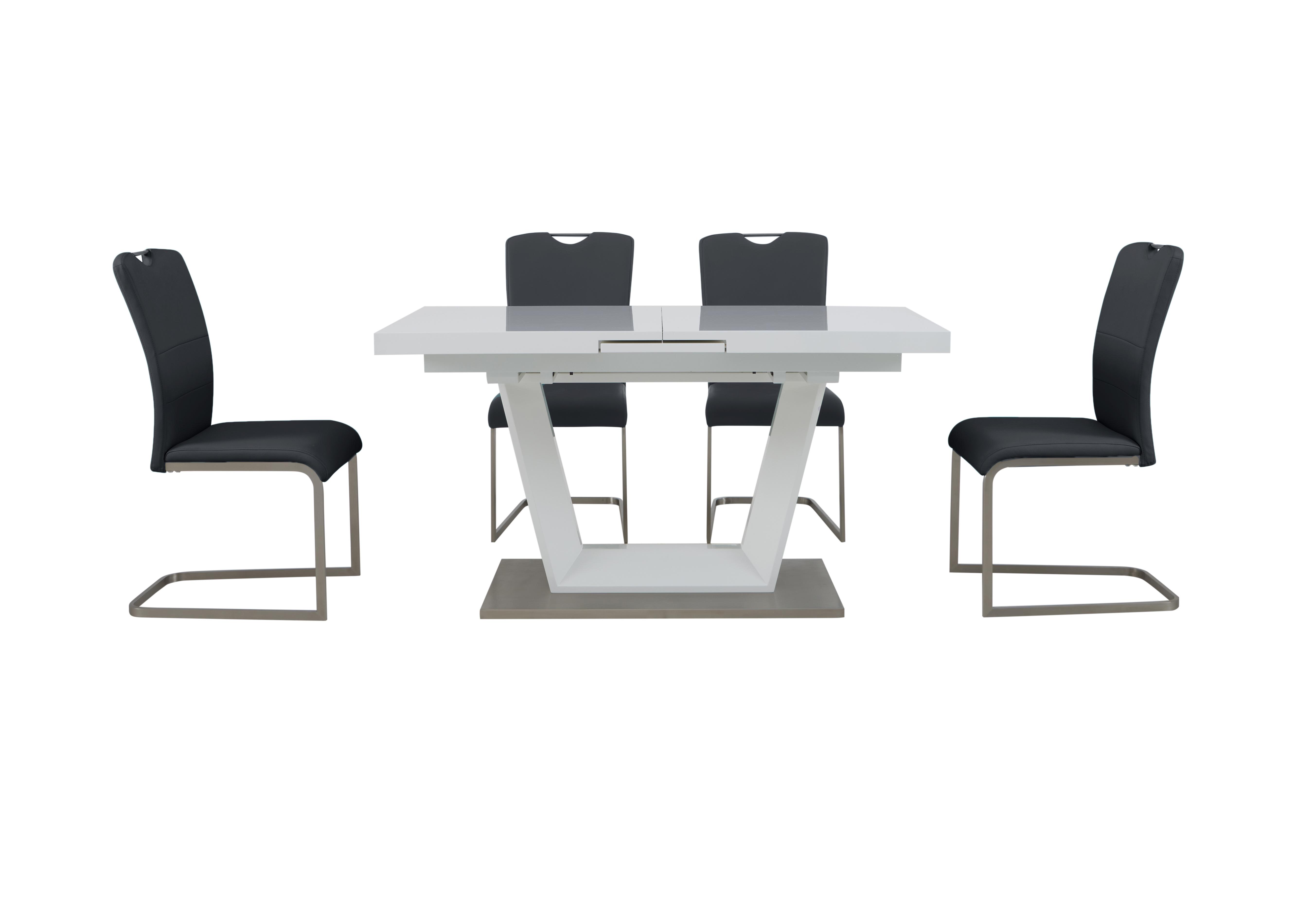 Bianco Small Extending Dining Table and 4 Chairs Dining Set in Charcoal on Furniture Village