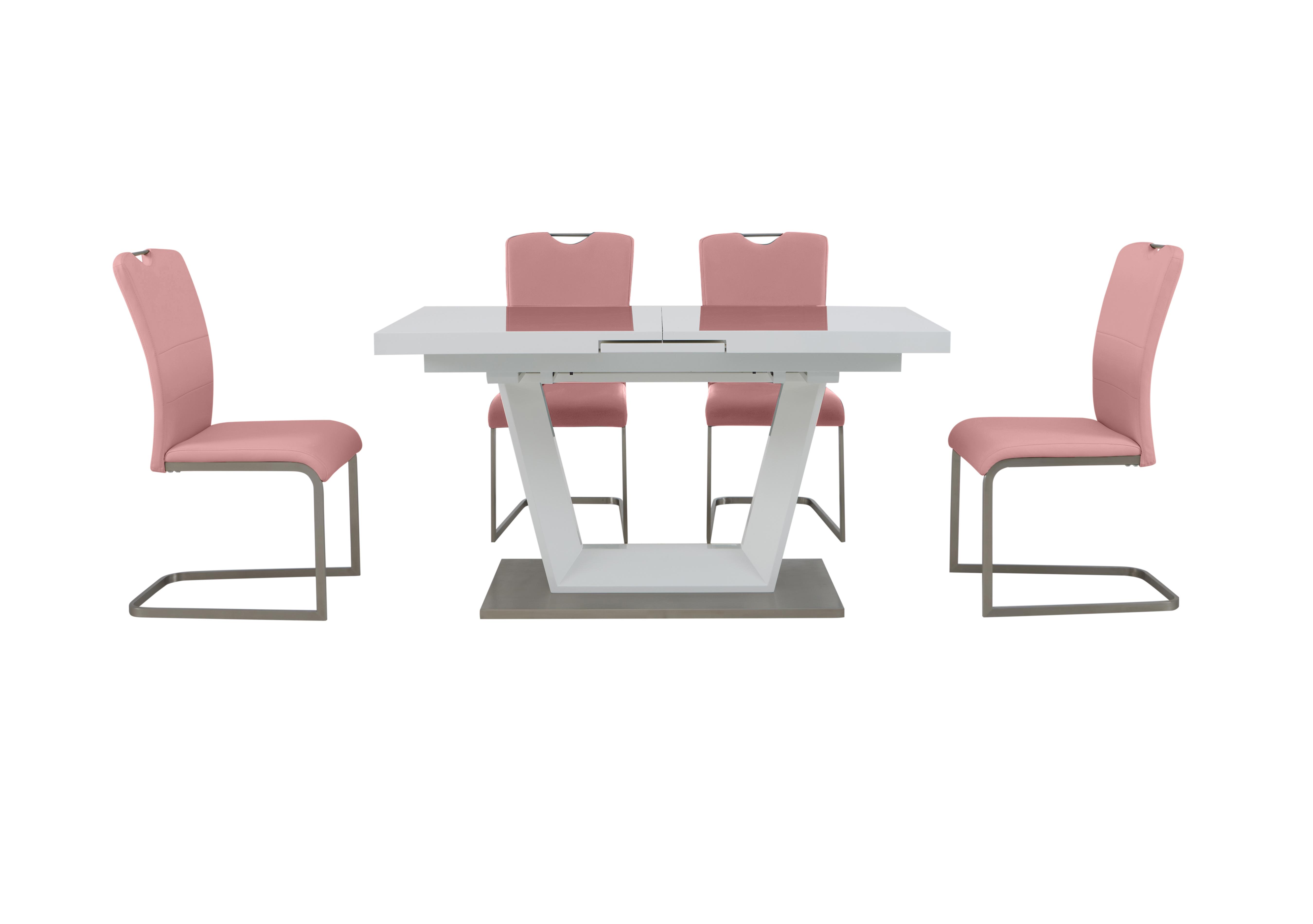 Bianco Small Extending Dining Table and 4 Chairs Dining Set in Pink on Furniture Village