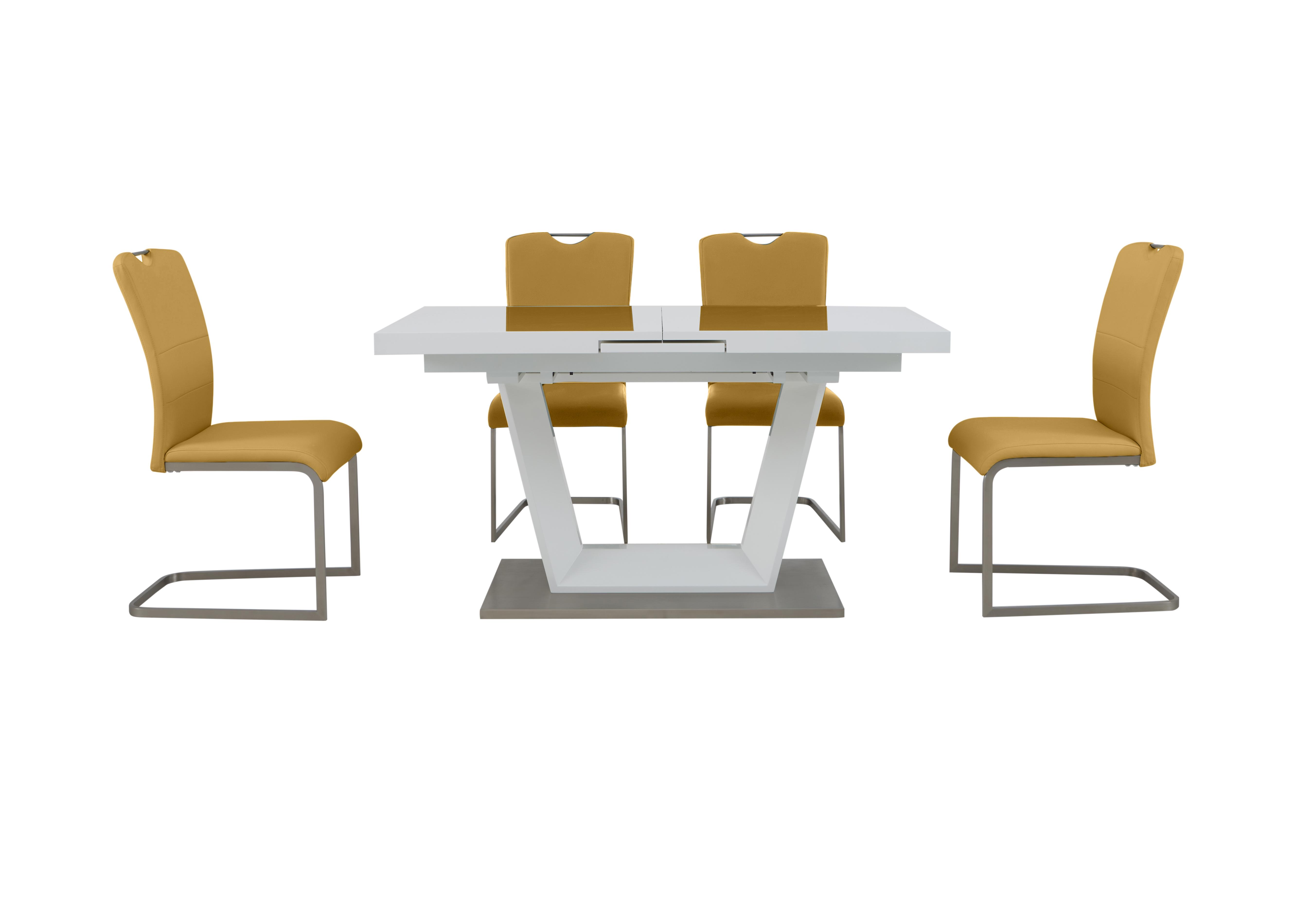 Bianco Small Extending Dining Table and 4 Chairs Dining Set in Yellow on Furniture Village