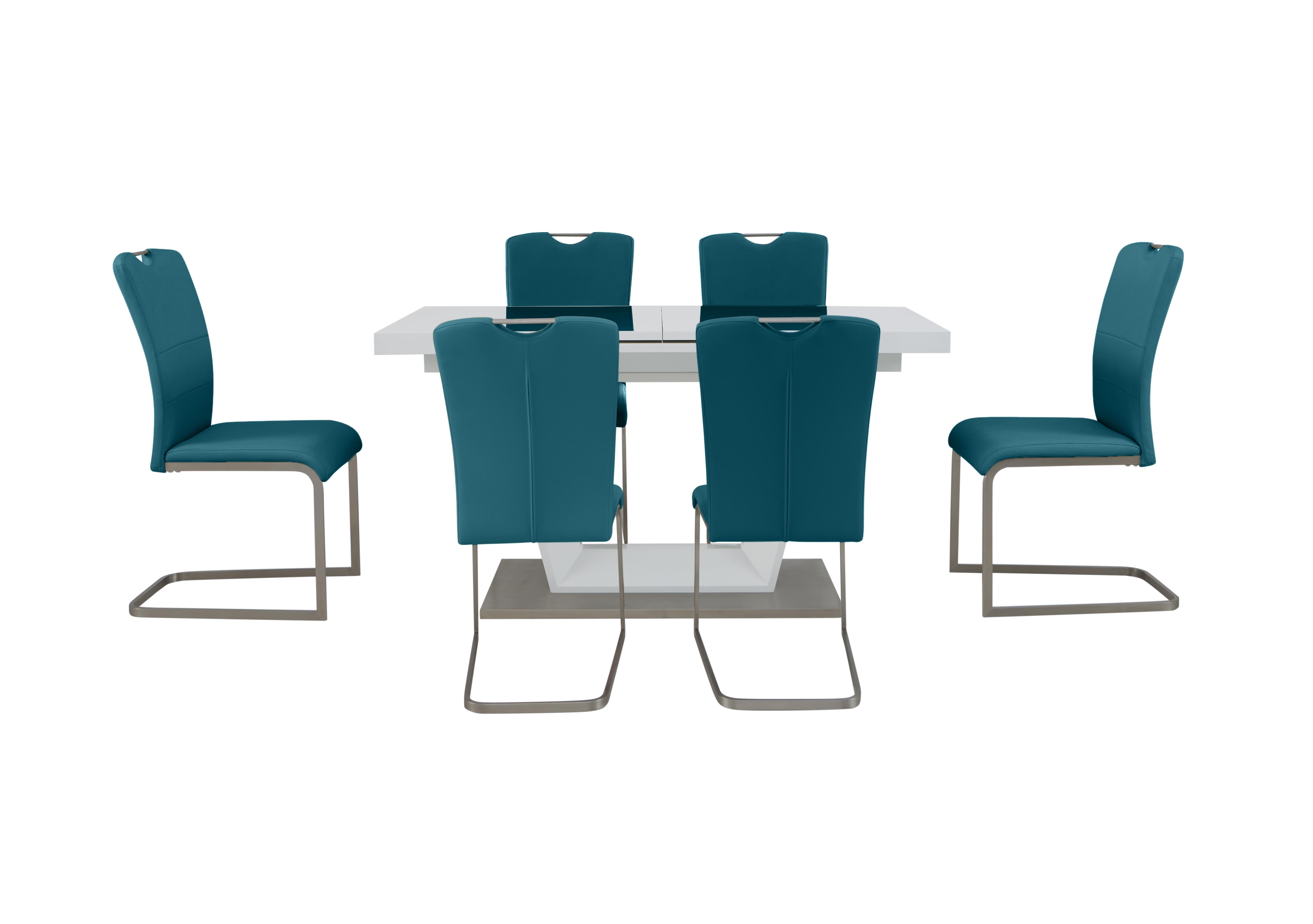 Bianco Small Extending Dining Table and 6 Chairs Dining Set in Blue on Furniture Village