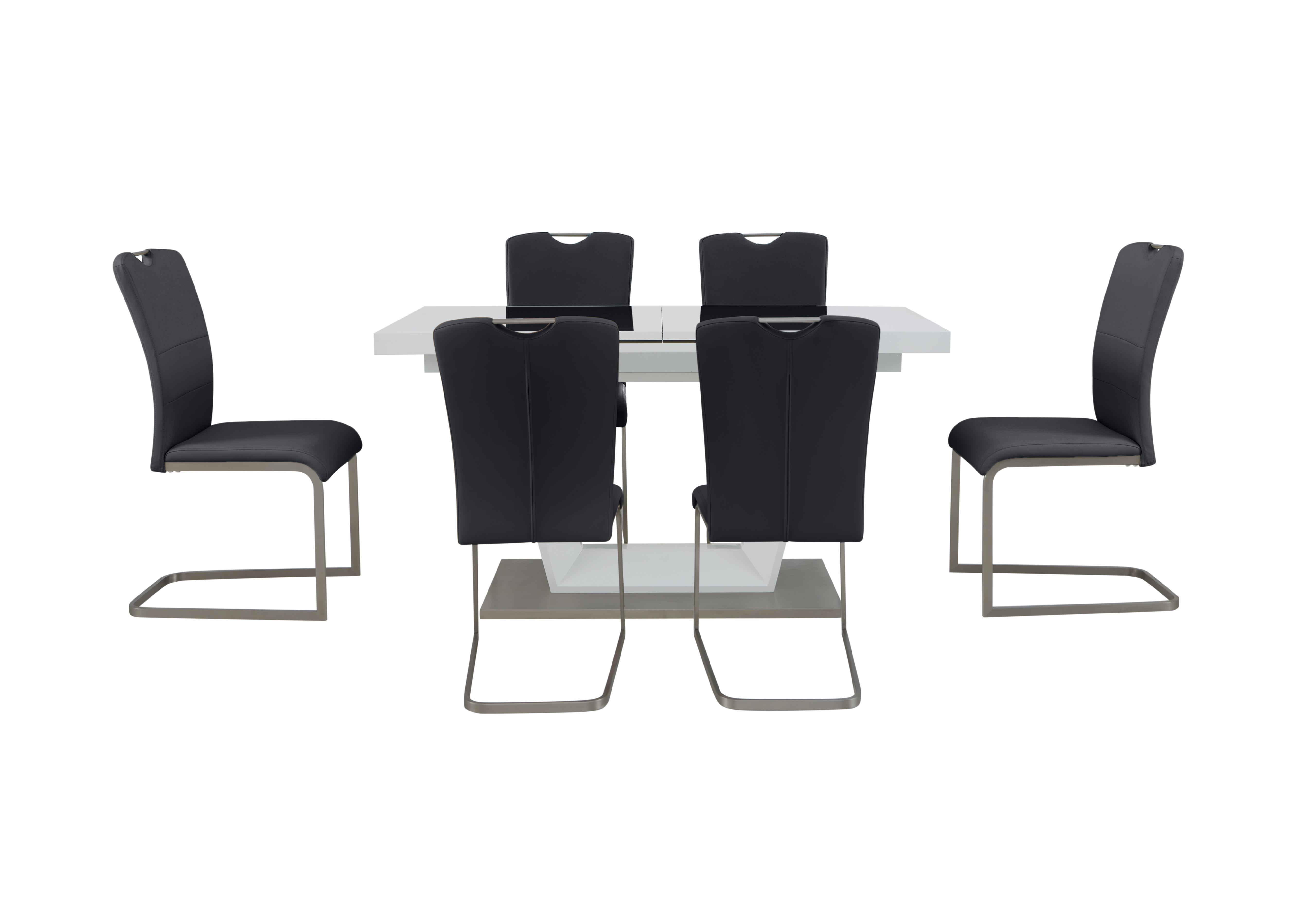Bianco Small Extending Dining Table and 6 Chairs Dining Set in Charcoal on Furniture Village