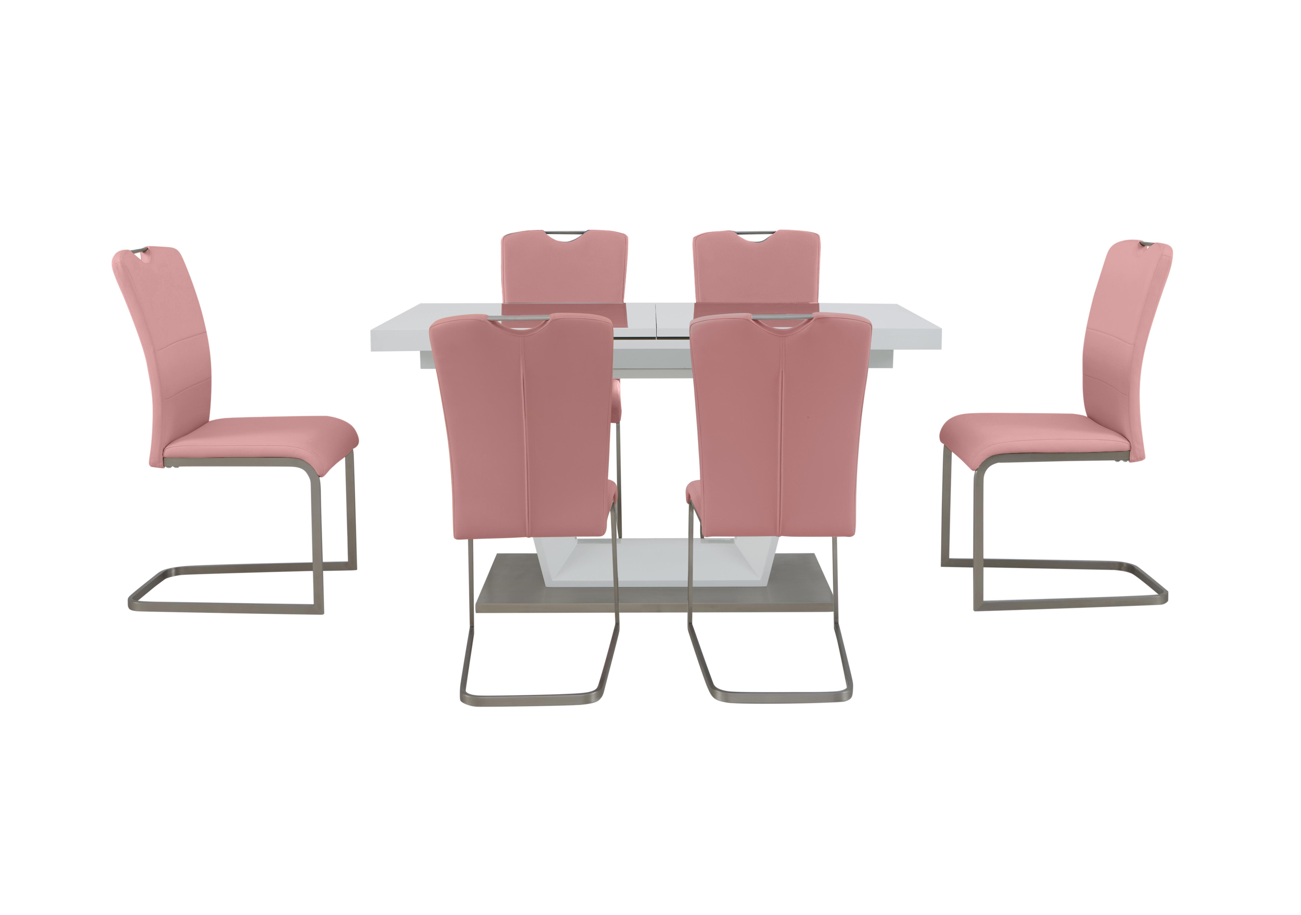 Bianco Small Extending Dining Table and 6 Chairs Dining Set in Pink on Furniture Village