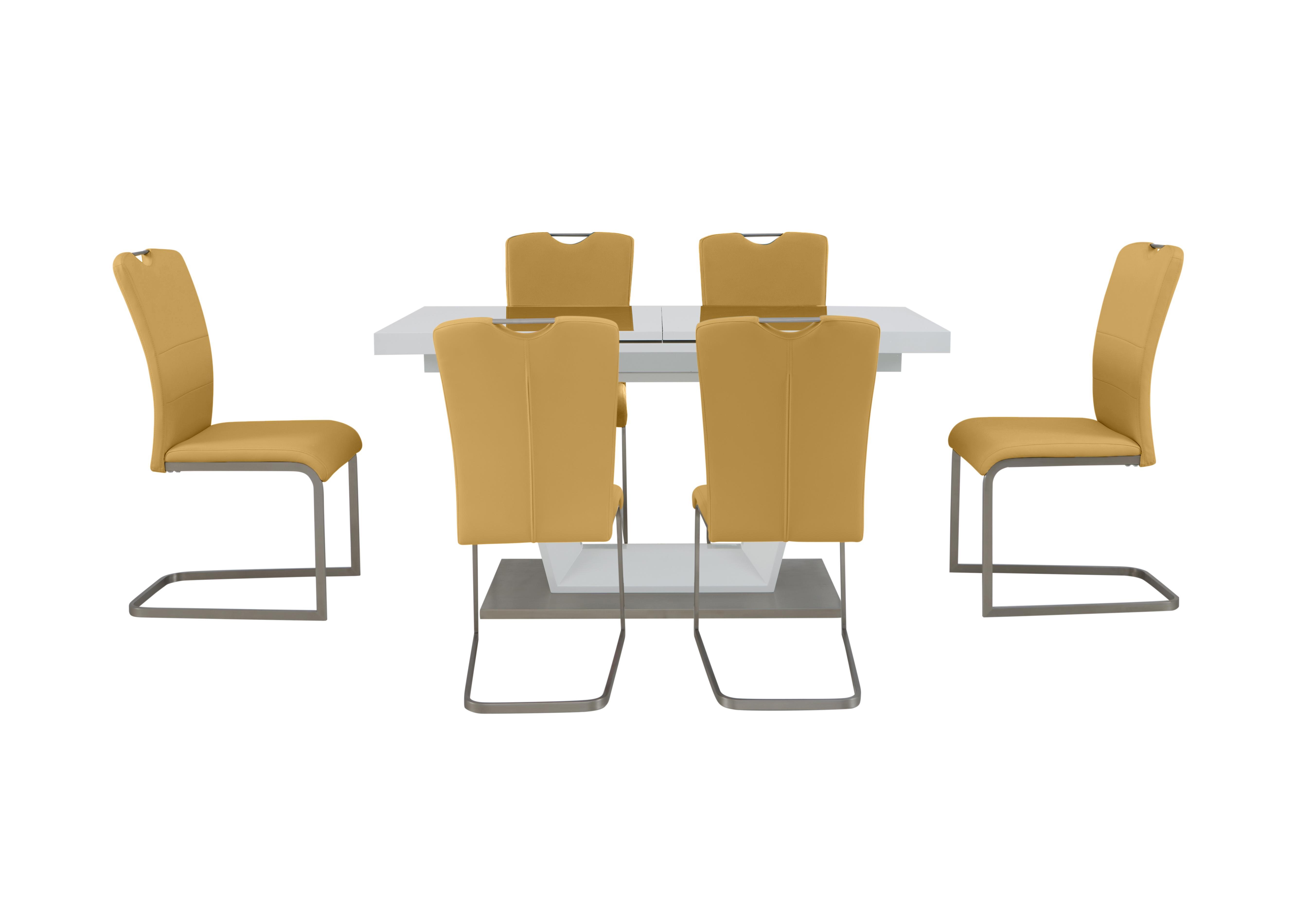 Bianco Small Extending Dining Table and 6 Chairs Dining Set in Yellow on Furniture Village