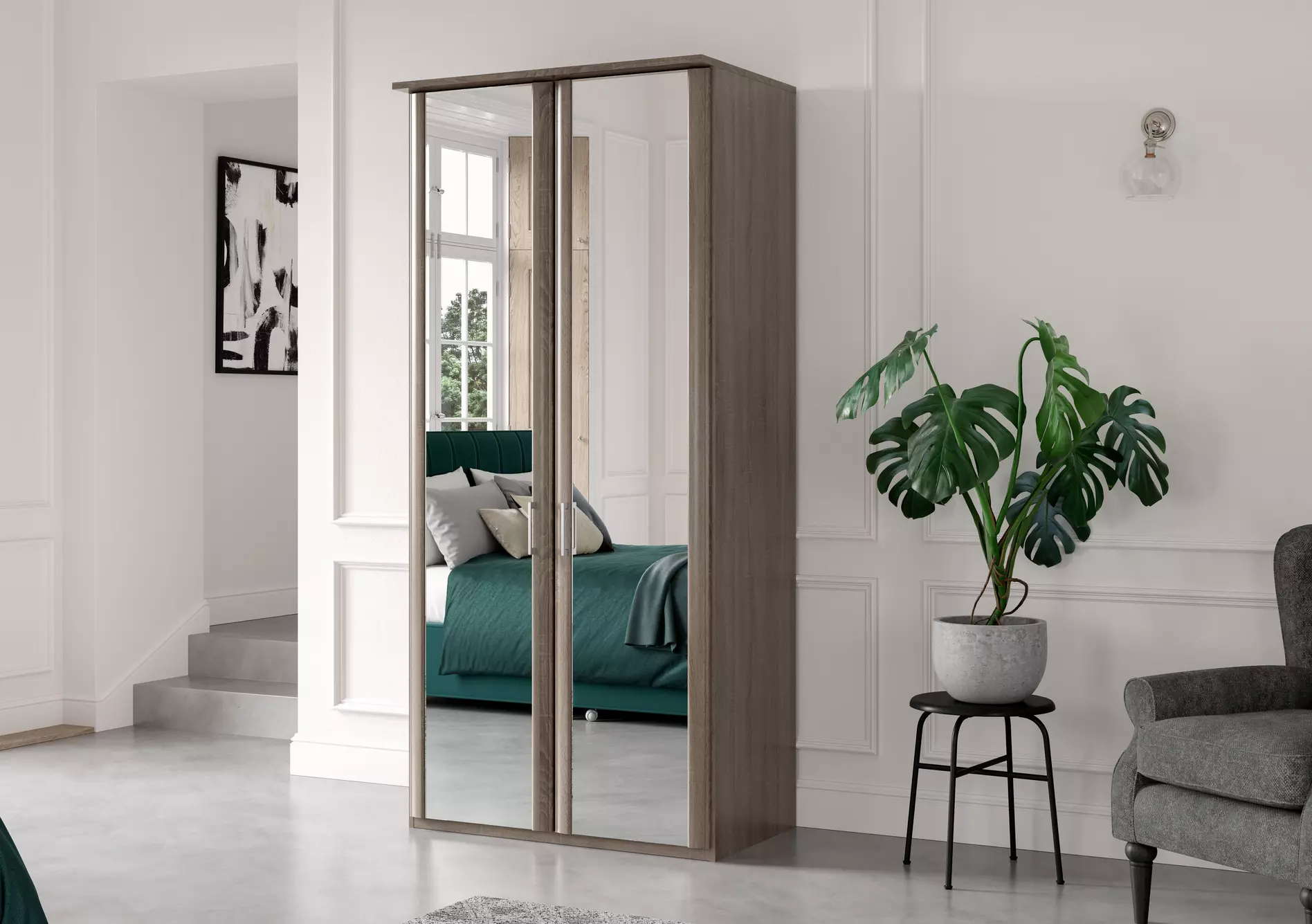Oxford 2 Door Hinged Wardrobe with Mirrors