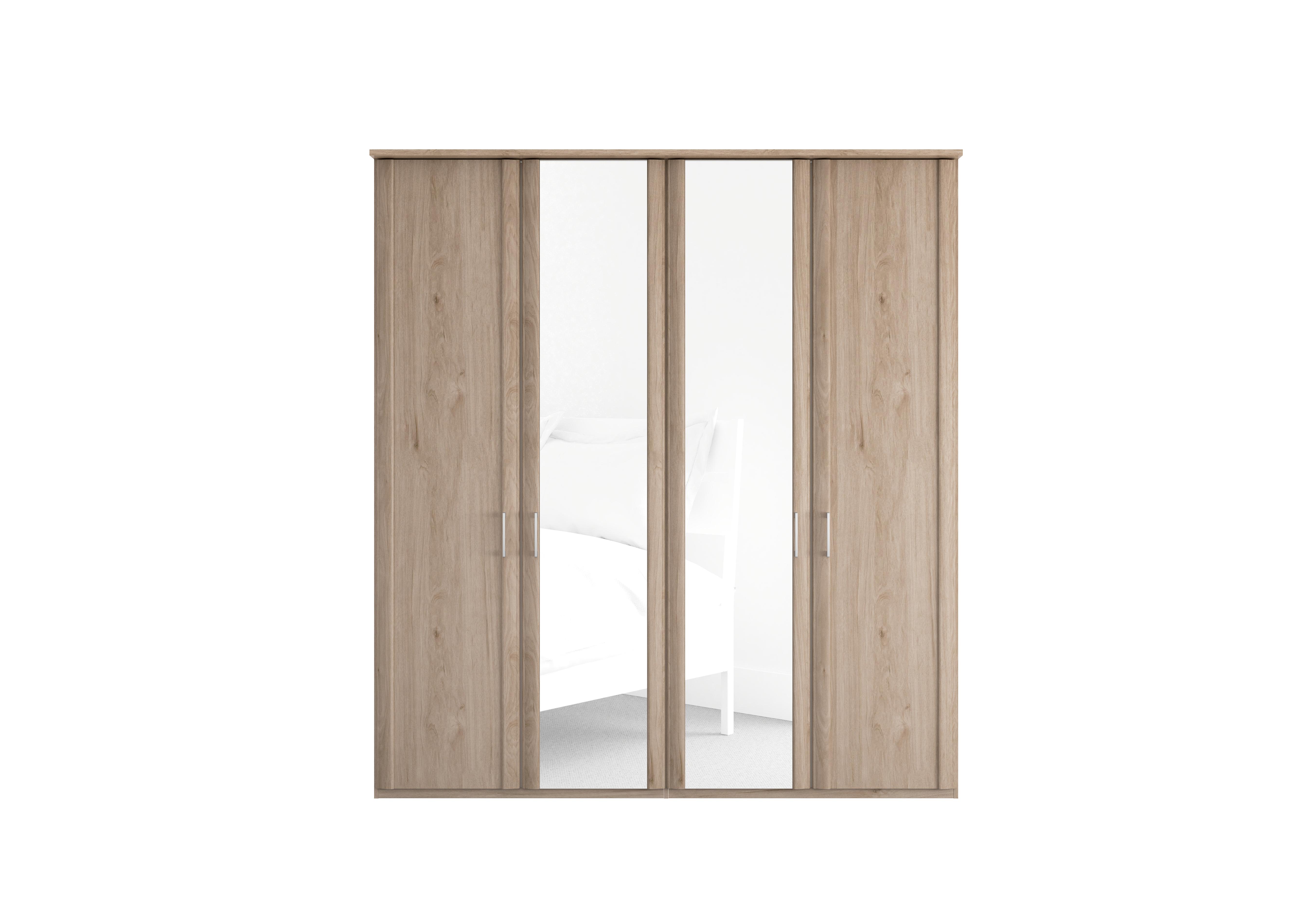 Oxford 4 Door Hinged Wardrobe with Mirrors in Holm Oak on Furniture Village