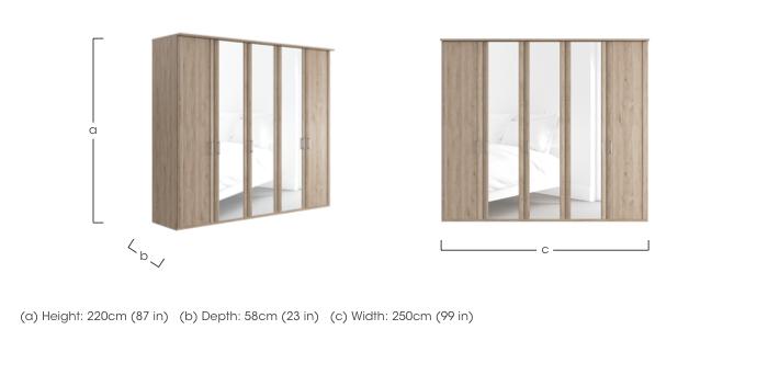 Oxford 5 Door Hinged Wardrobe with Mirrors in  on Furniture Village