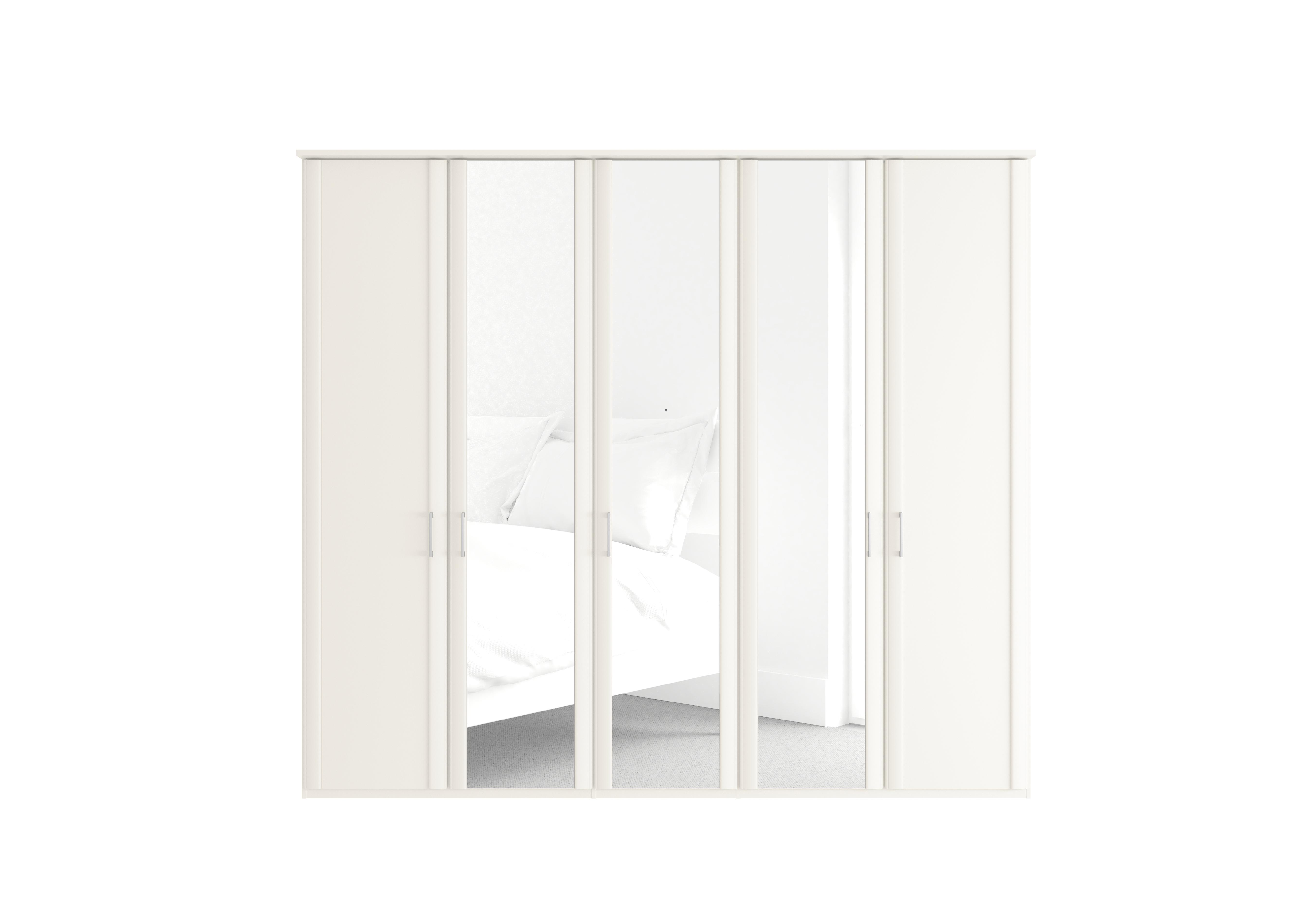 Oxford 5 Door Hinged Wardrobe with Mirrors in White on Furniture Village