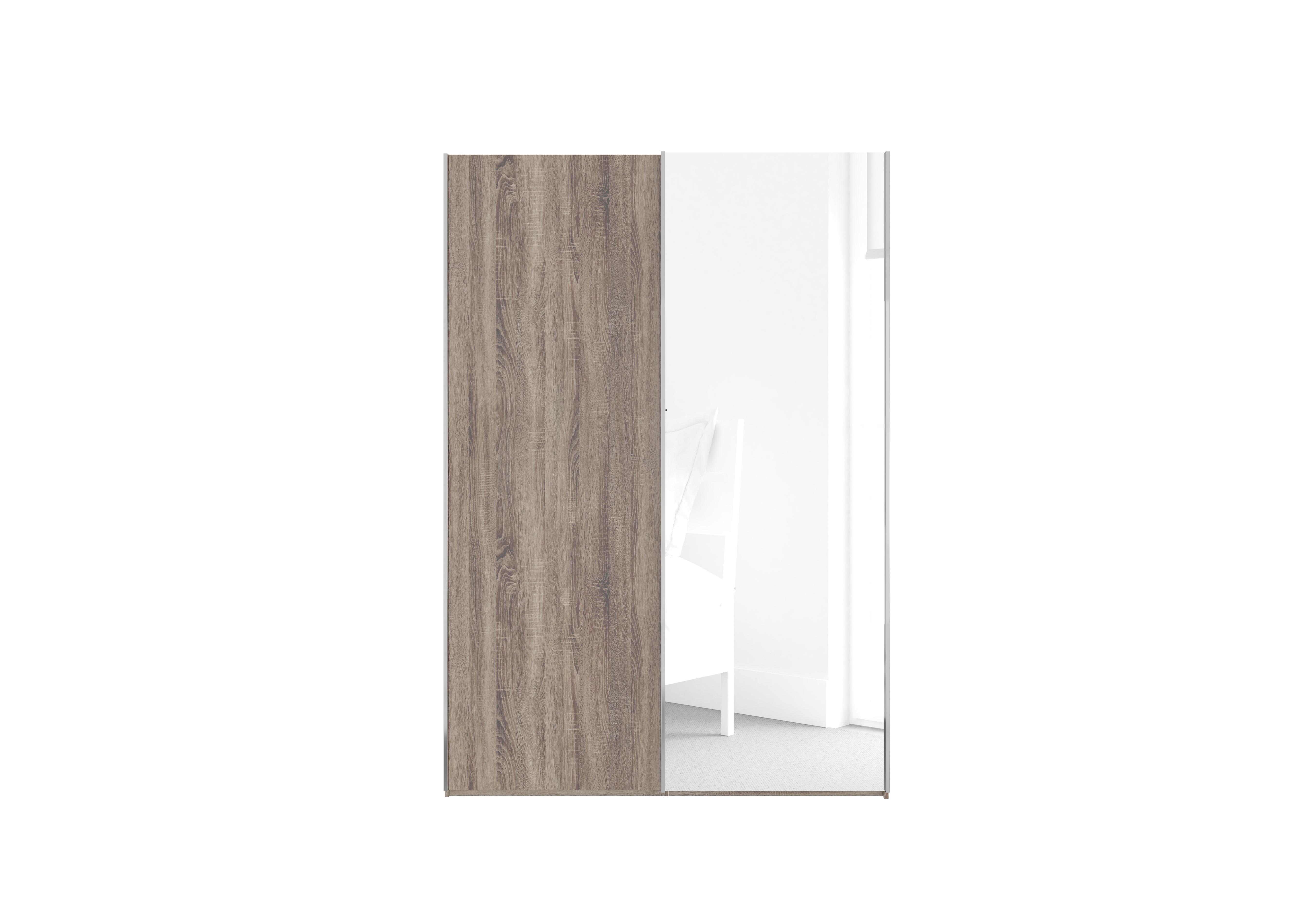 Oxford 2 Door Sliding 150 cm Wardrobe with Mirror in Dark Rustic Oak on Furniture Village
