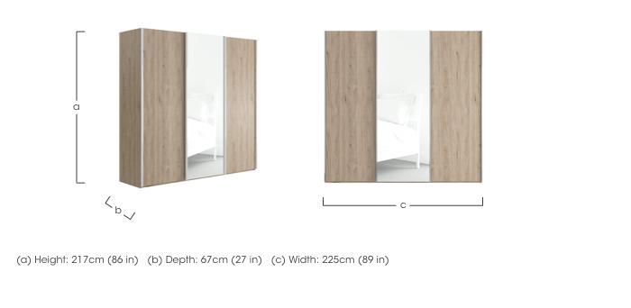 Oxford 3 Door Sliding 225 cm Wardrobe with Mirror in  on Furniture Village