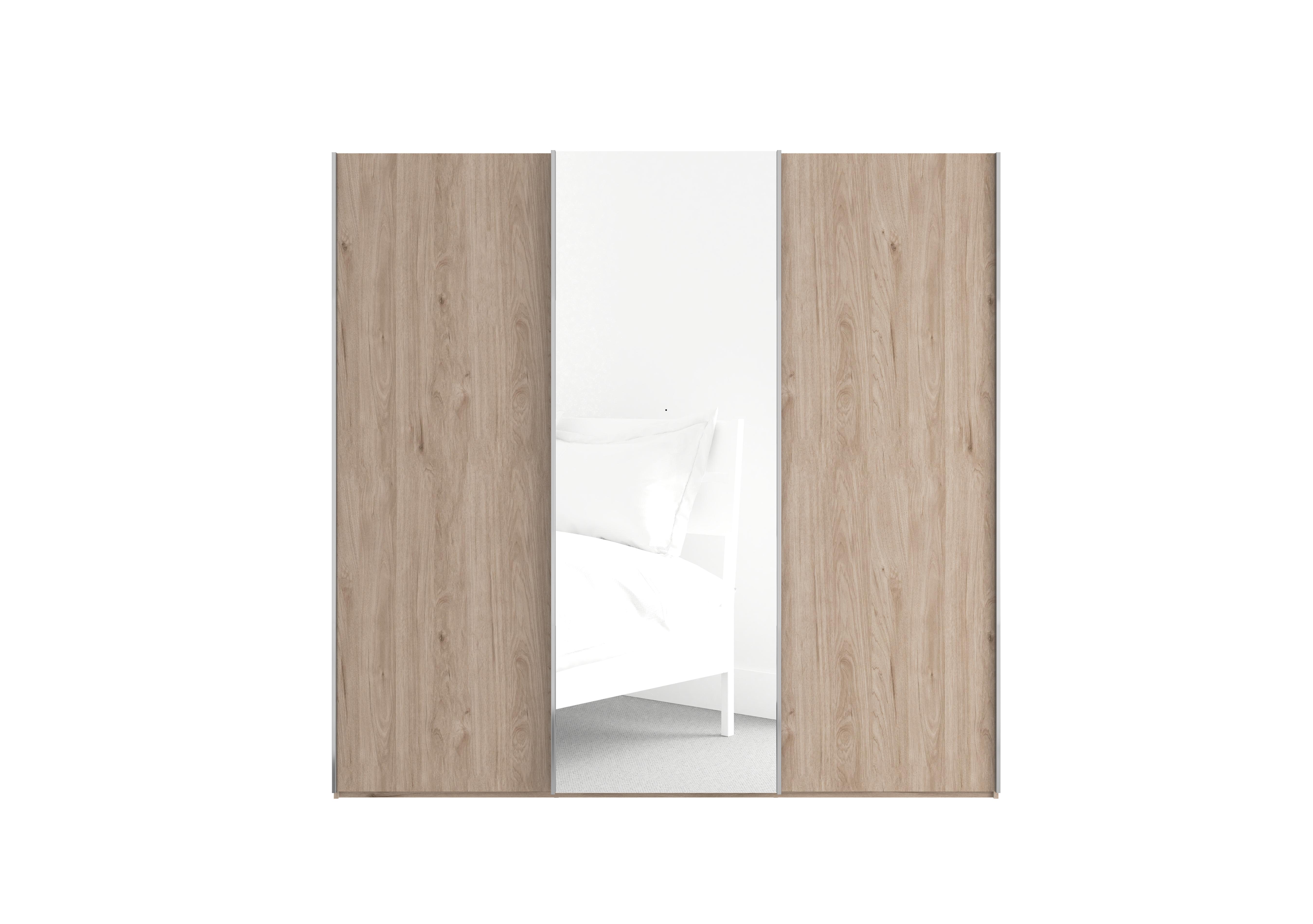 Oxford 3 Door Sliding 225 cm Wardrobe with Mirror in Holm Oak on Furniture Village