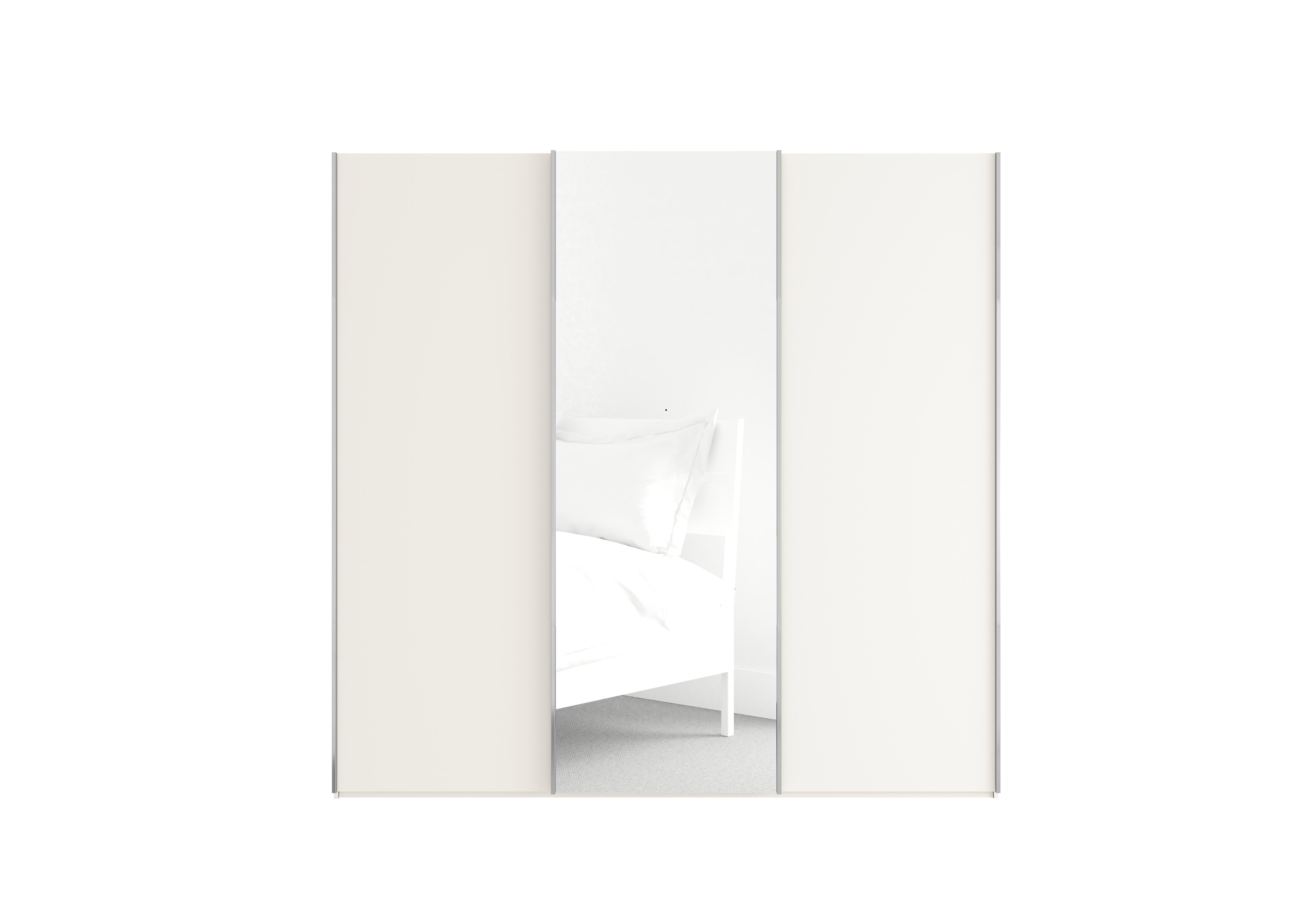 Oxford 3 Door Sliding 225 cm Wardrobe with Mirror in White on Furniture Village