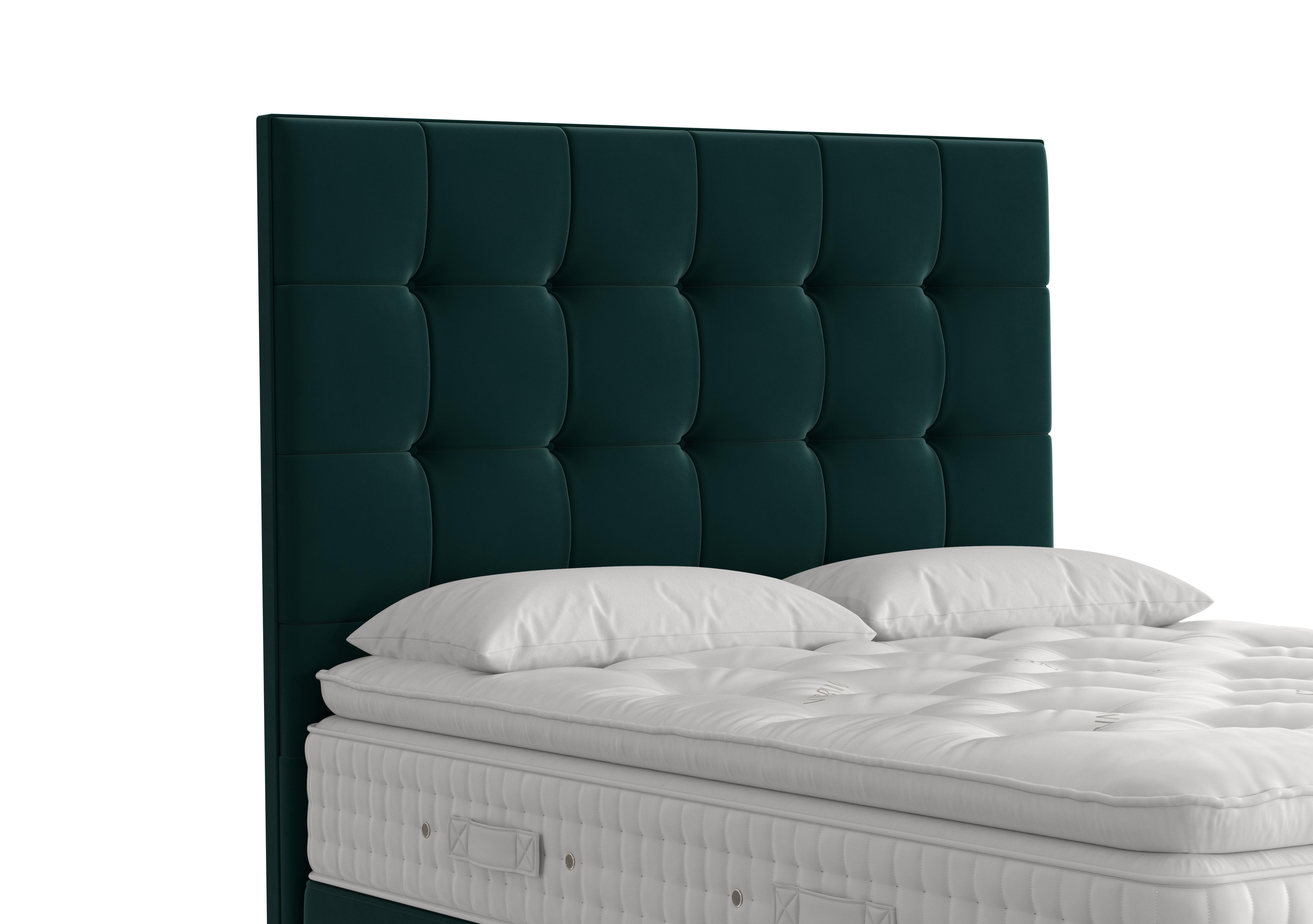 Langdon Floor Standing Headboard in 2154 Plush Bottle Green on Furniture Village