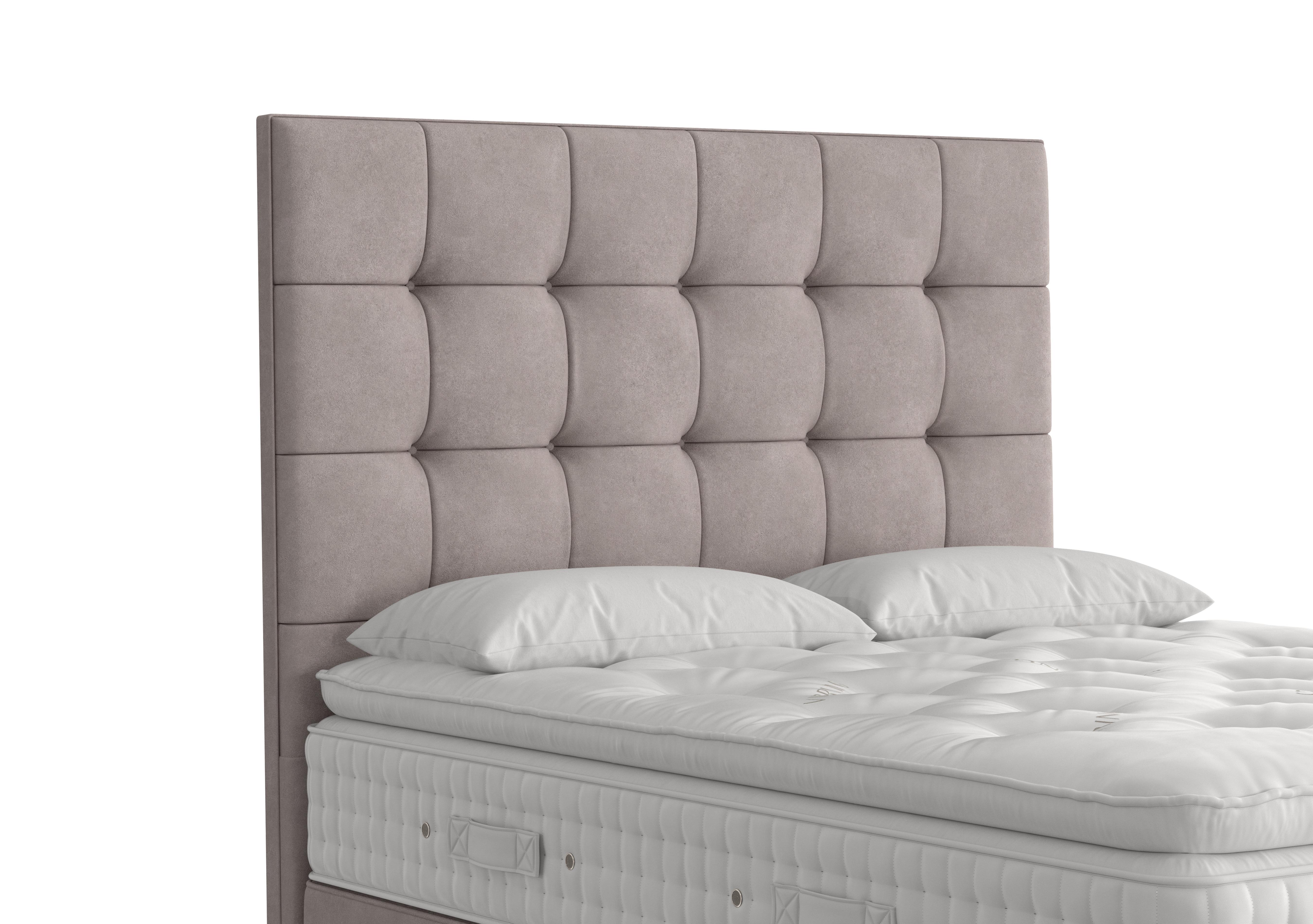 Langdon Floor Standing Headboard in 404 Faux Suede Dove on Furniture Village