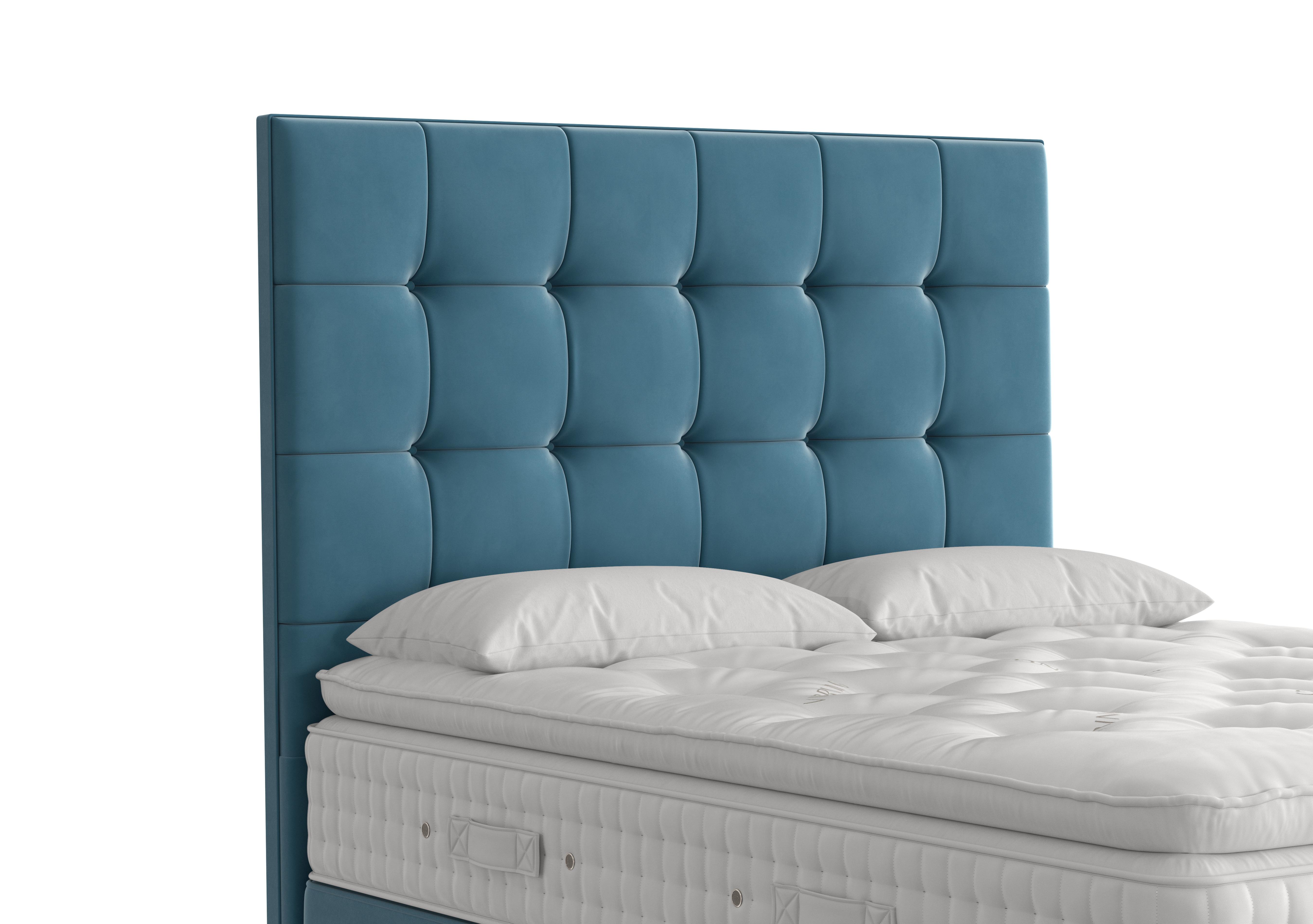 Langdon Floor Standing Headboard in 4042 Plush Velvet Teal on Furniture Village