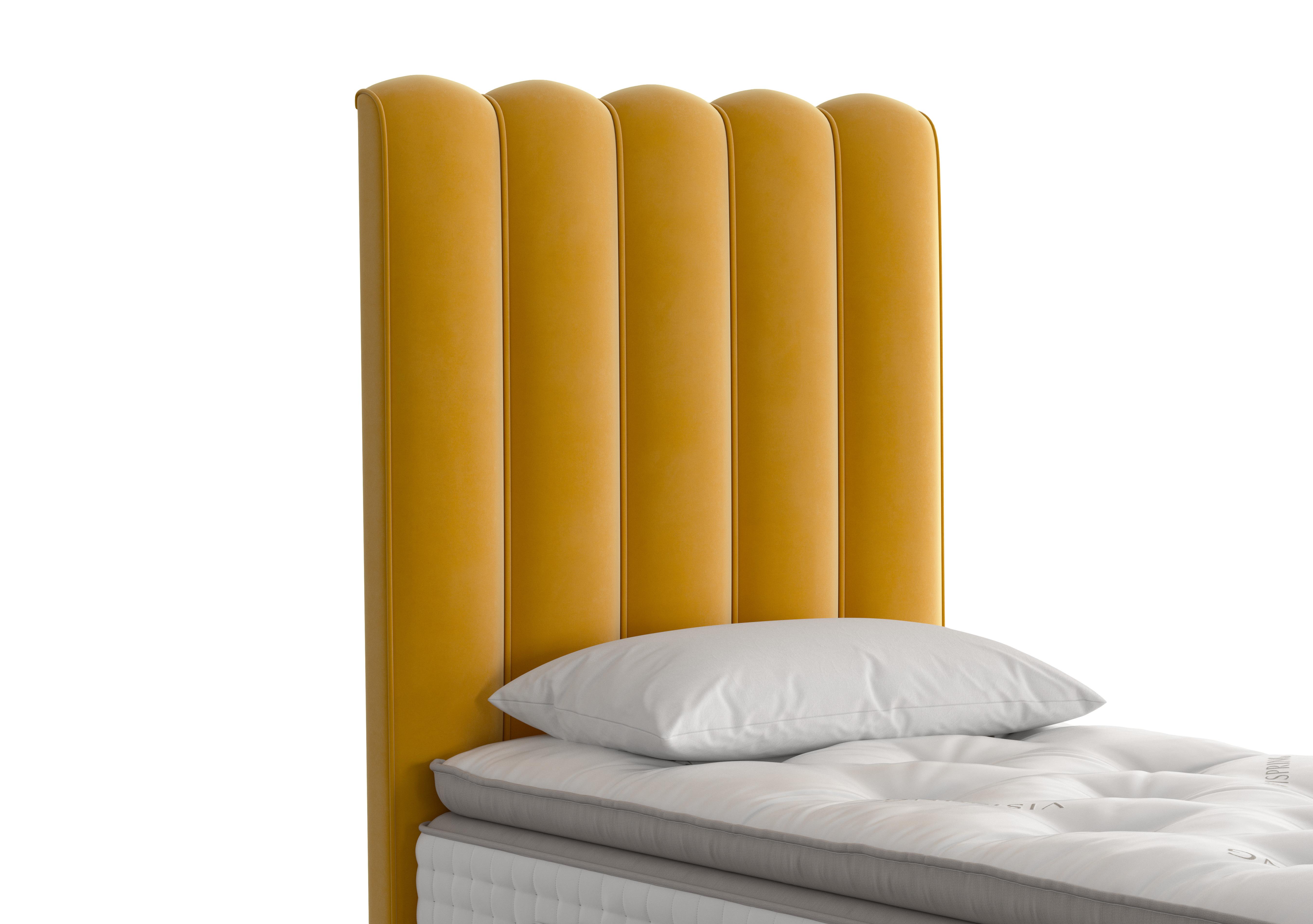 Highclere Floor Standing Headboard in 2112 Plush Saffron on Furniture Village