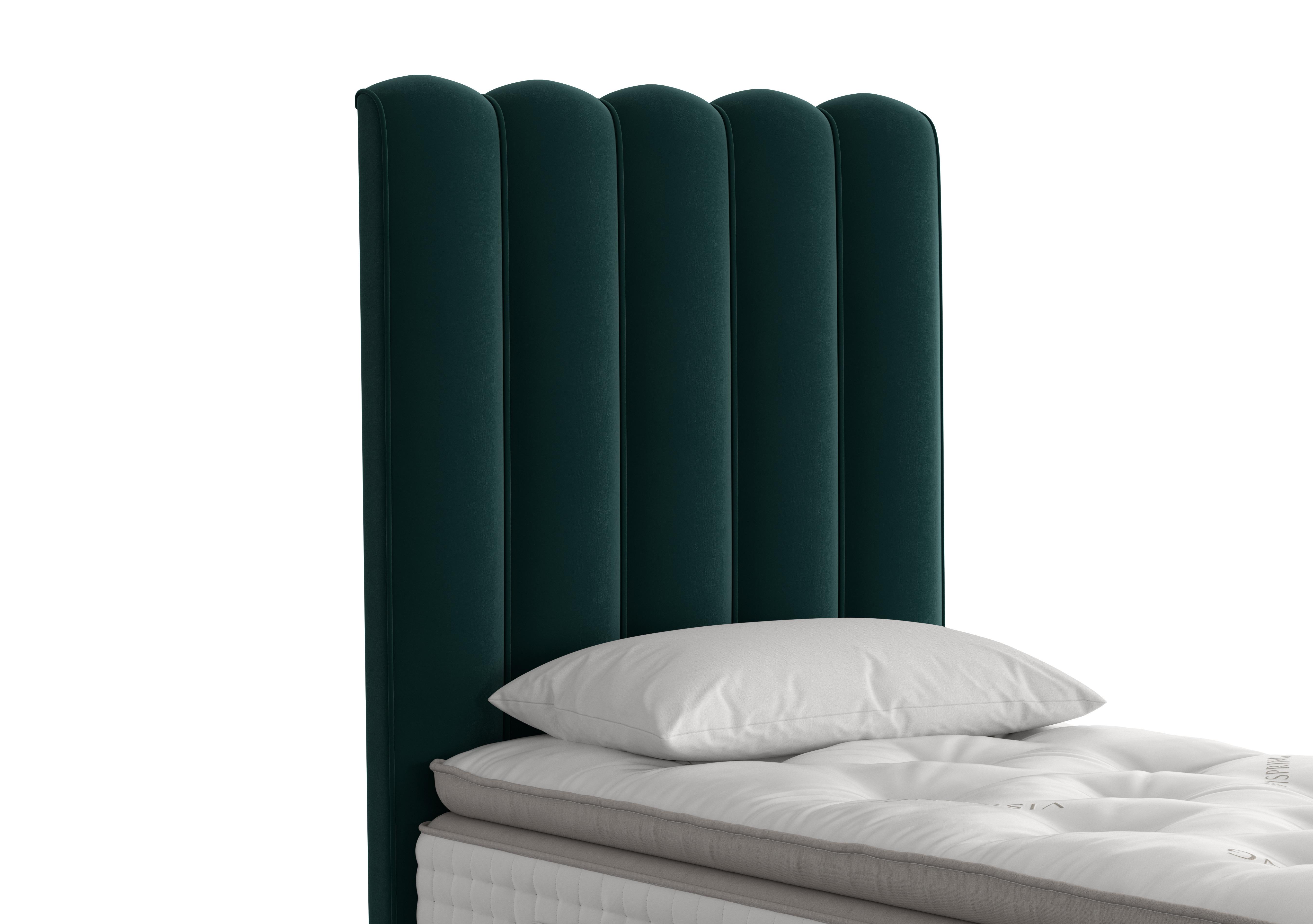 Highclere Floor Standing Headboard in 2154 Plush Bottle Green on Furniture Village