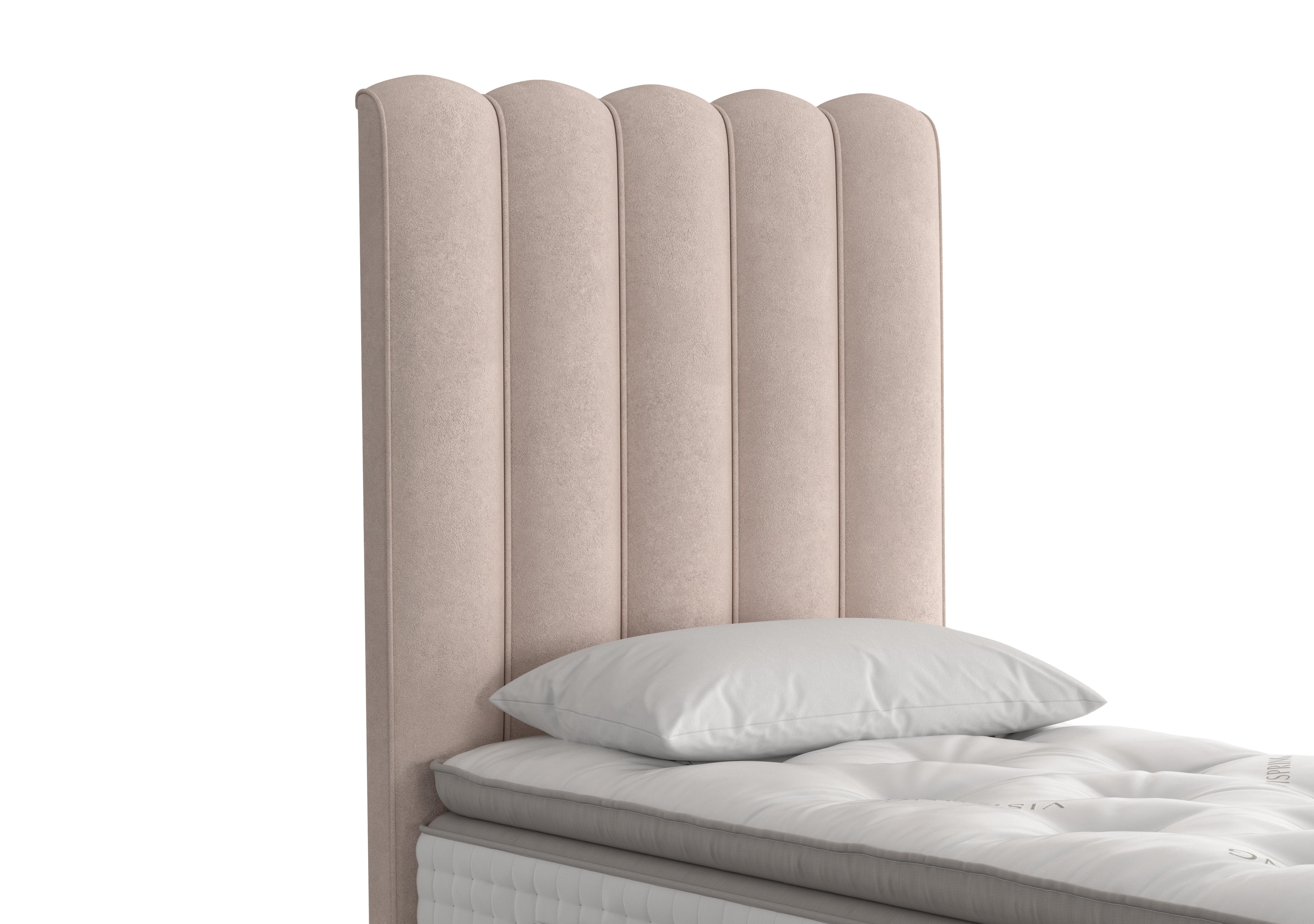 Highclere Floor Standing Headboard in 405 Faux Suede Mink on Furniture Village